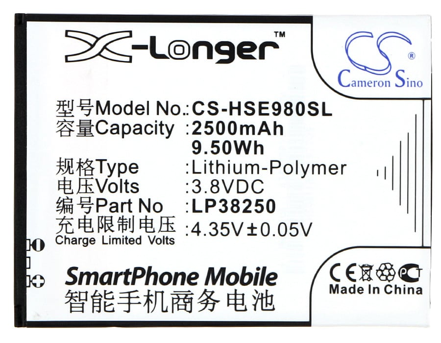 Batteri till SmartPhone, Mobil för Hisense Mira II, T978, EG980 m.fl.