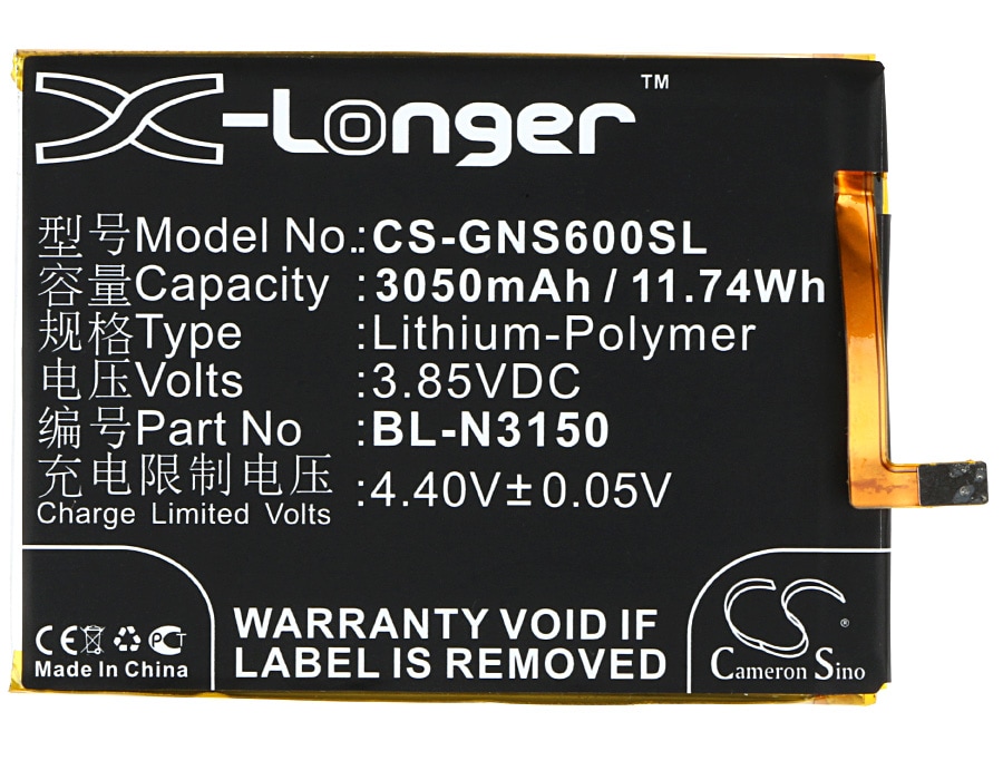 Batteri till SmartPhone, Mobil för GIONEE Elife S6, GN9010L Dual SIM, GN9010 m.fl.
