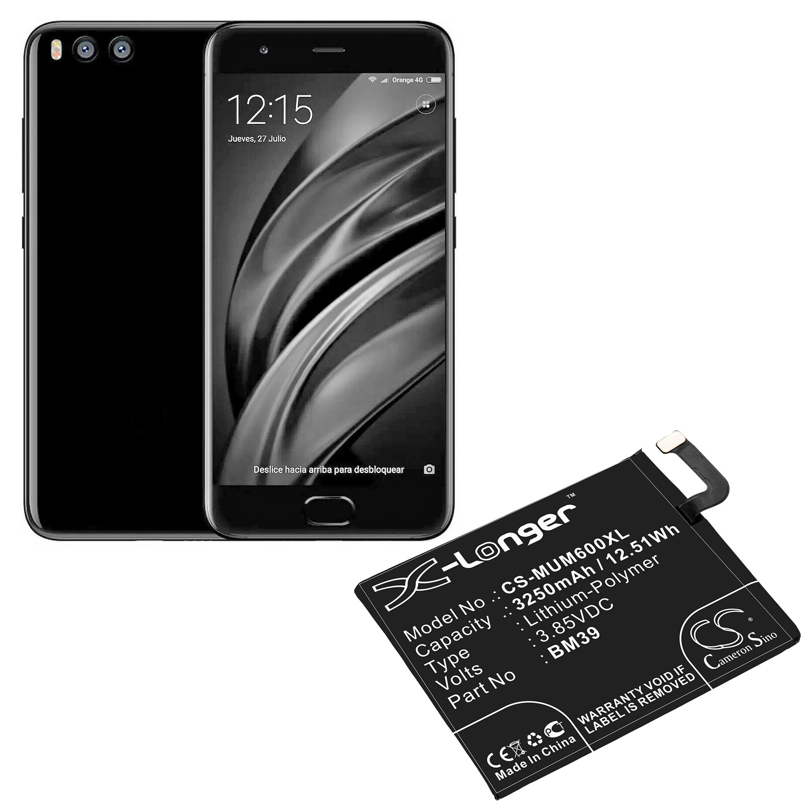 Batteri till SmartPhone, Mobil för Xiaomi Mi 6, Mi 6 Dual SIM, Mi 6 Dual SIM TD-LTE m.fl.