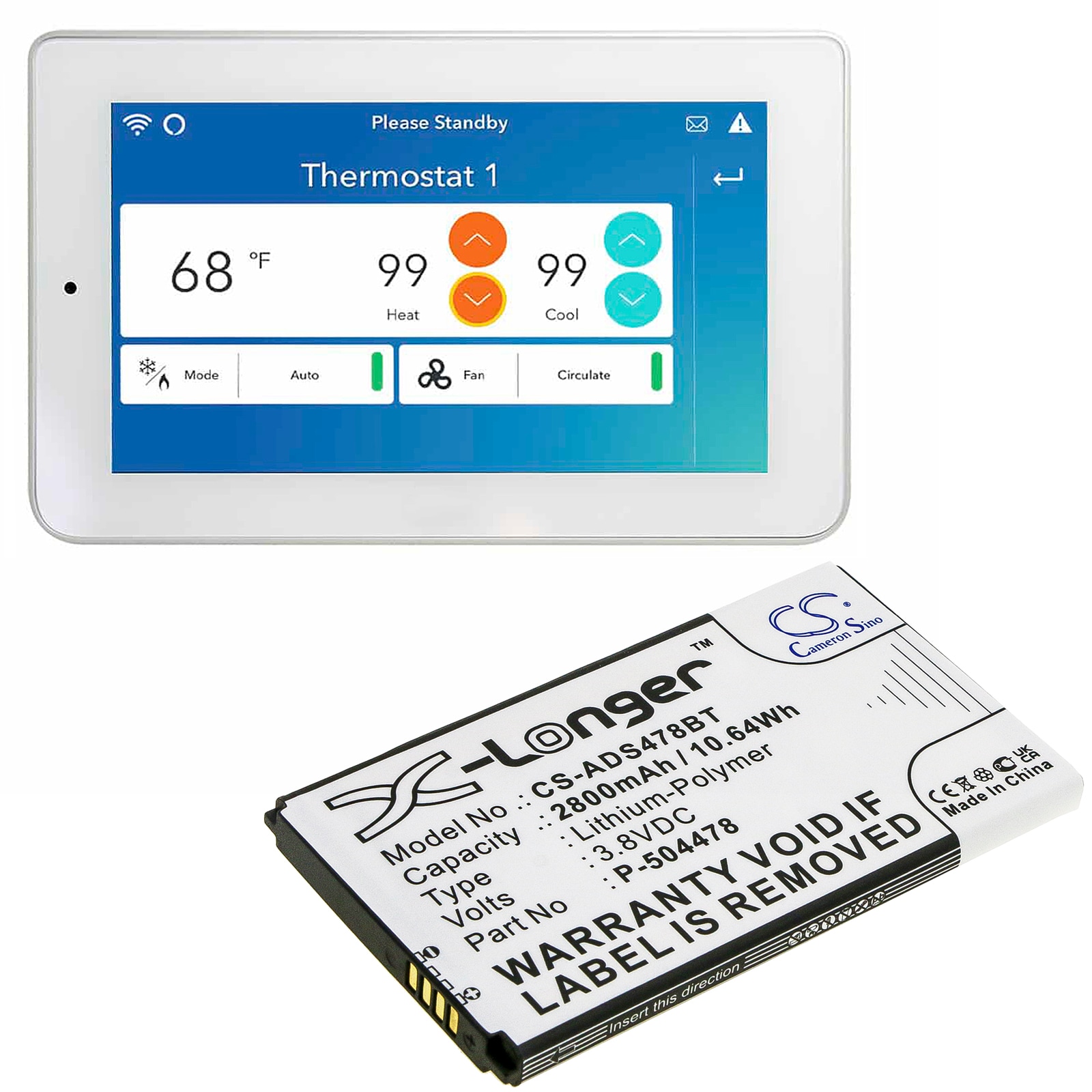 Batteri till Larmsystem för ADT Command Secondary Color Touchscreen Keypad