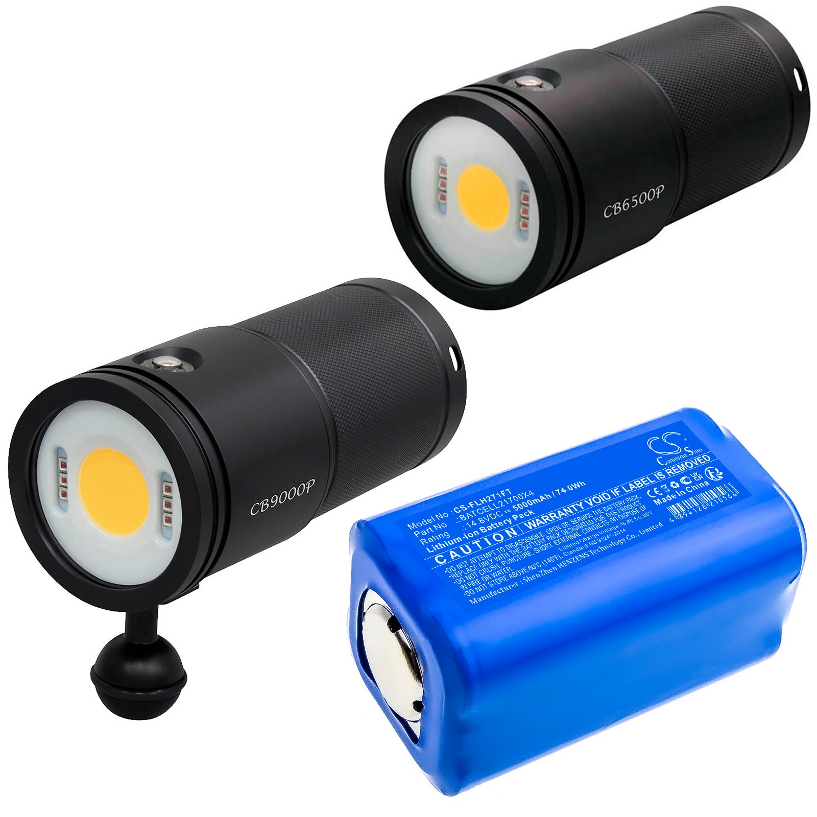 Batteri till Ficklampa för Bigblue CB9000P, CB10000PRC, CB 9000P m.fl.