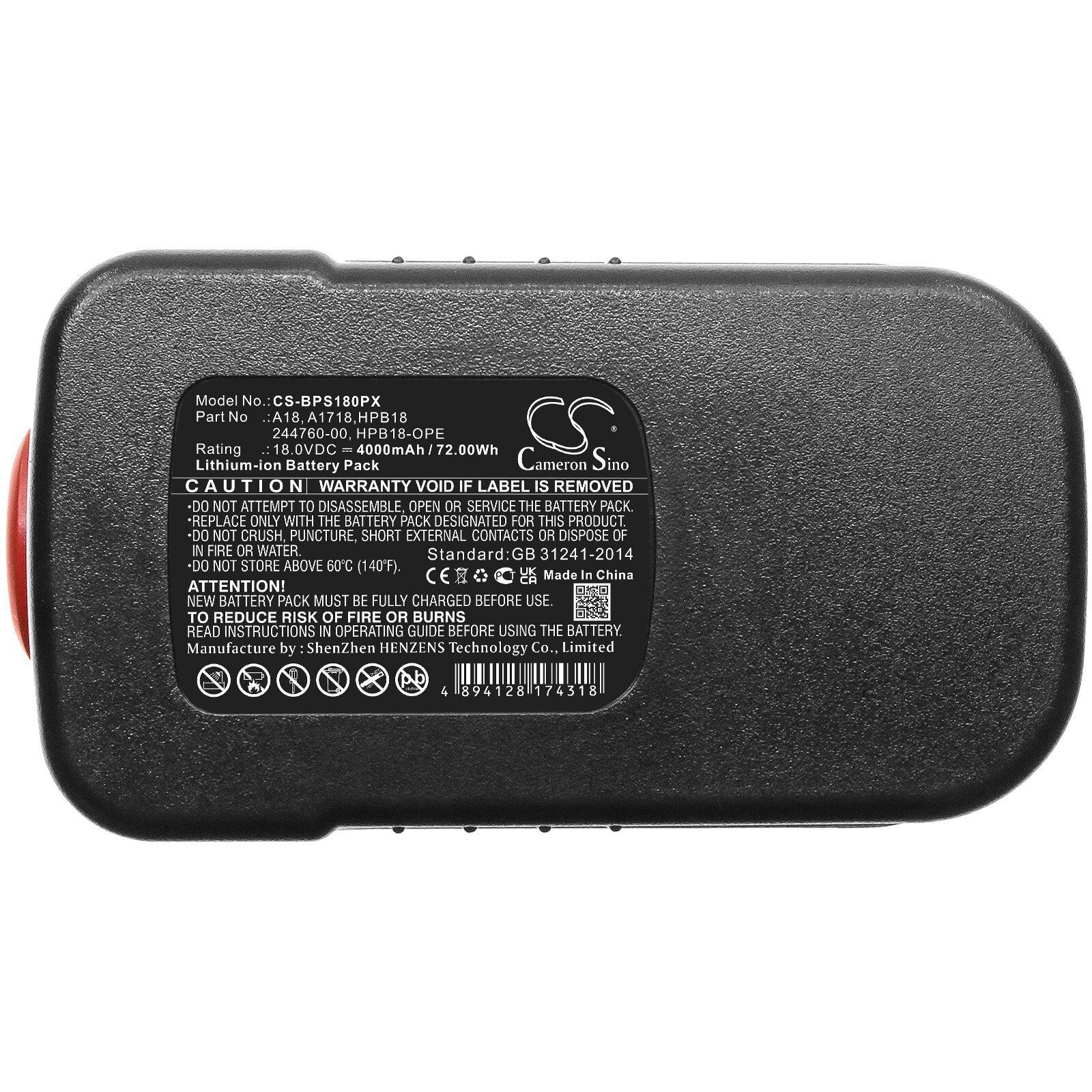 Batteri till Elverktyg för Black & Decker BDGL1800, BDGL18K-2, XTC183BK m.fl.