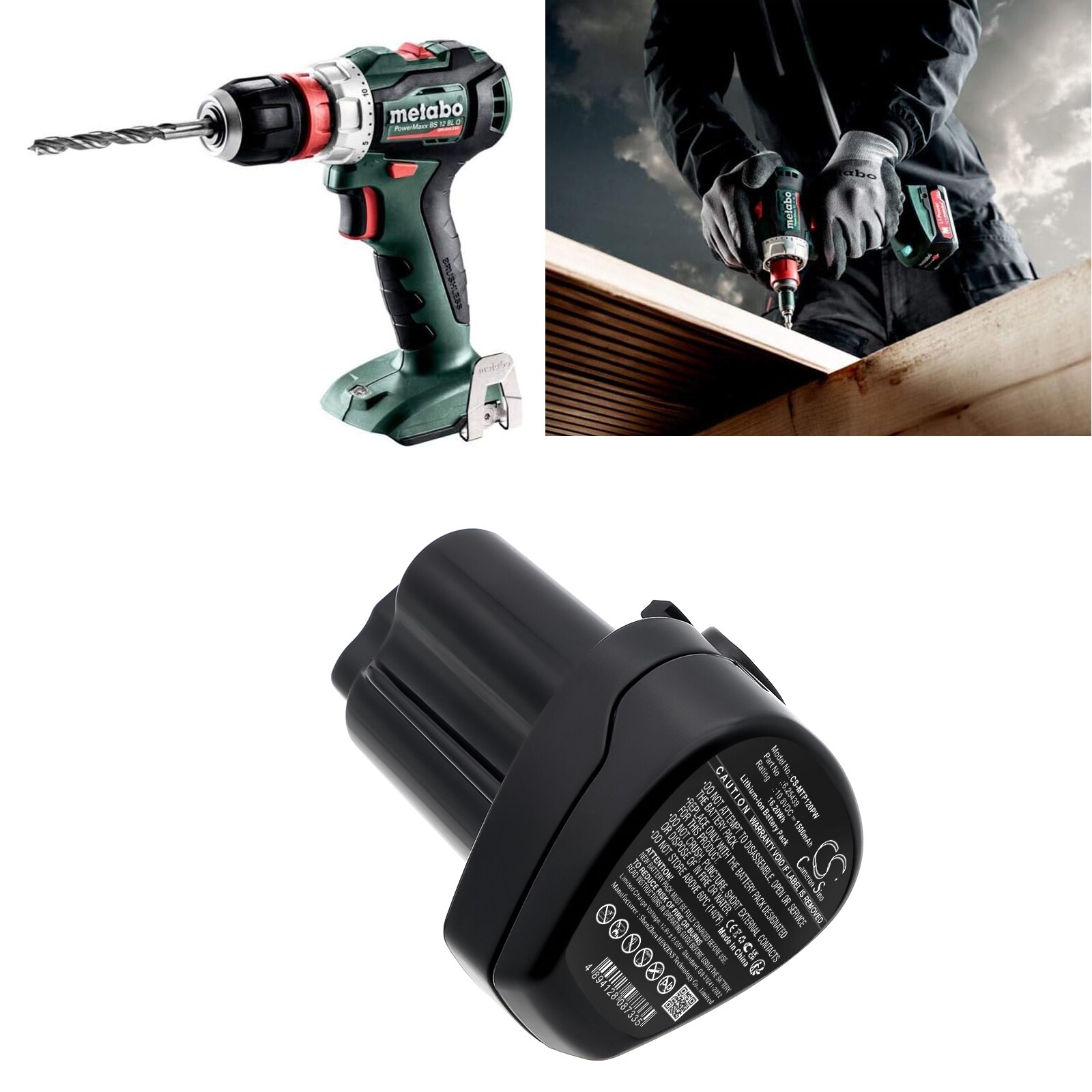 Batteri till Elverktyg för Metabo PowerImpact 12, PowerLED 12, PowerMaxx 12 m.fl.