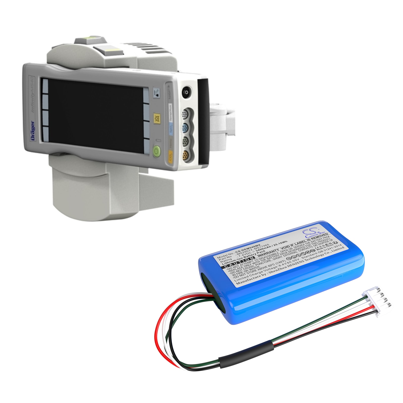 Batteri till Medicinsk för Drager Infinity M540, Infinity M540 Monitor