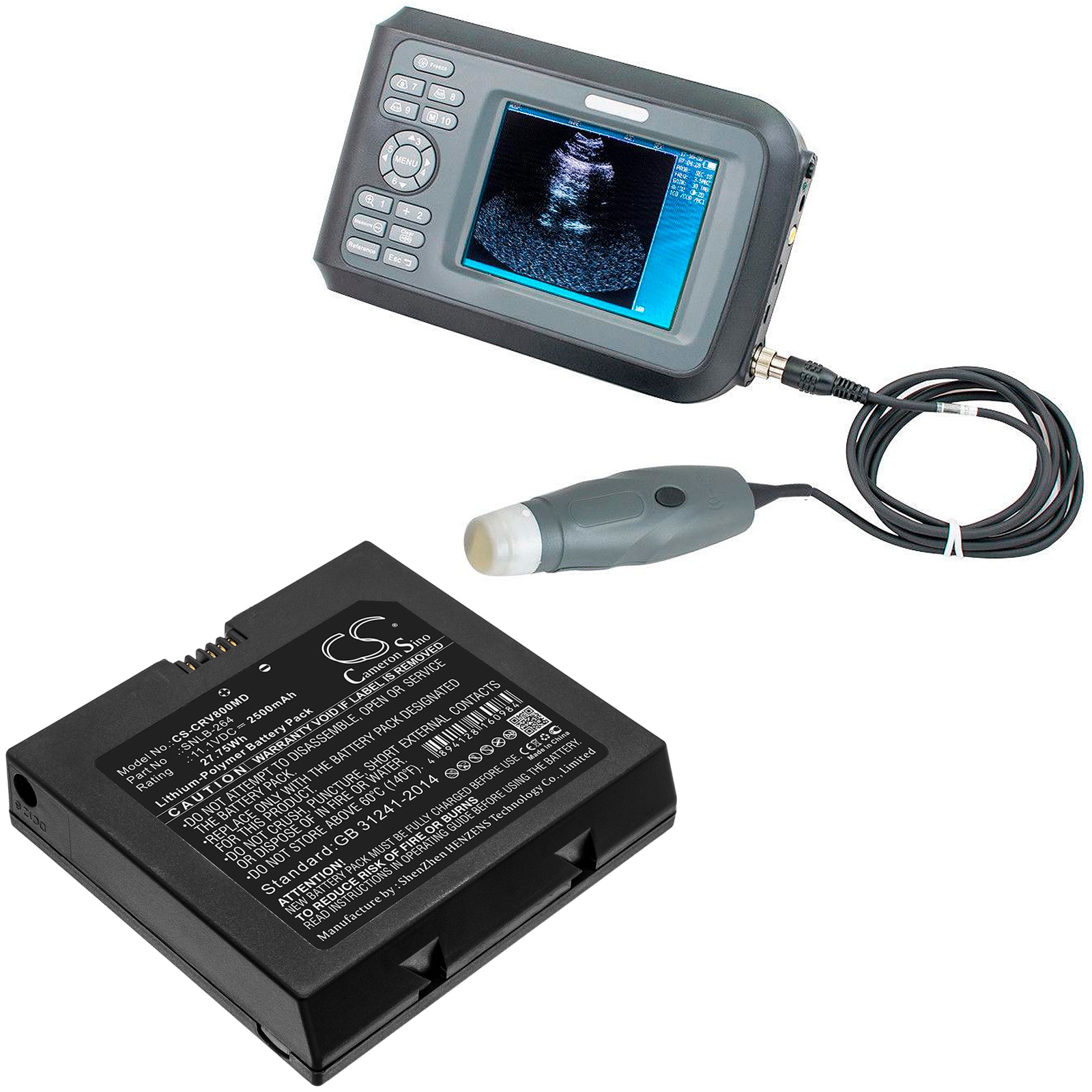 Batteri till Medicinsk för Carejoy V7, H8, Handheld Portable Ultrasound Scanner H8 m.fl.