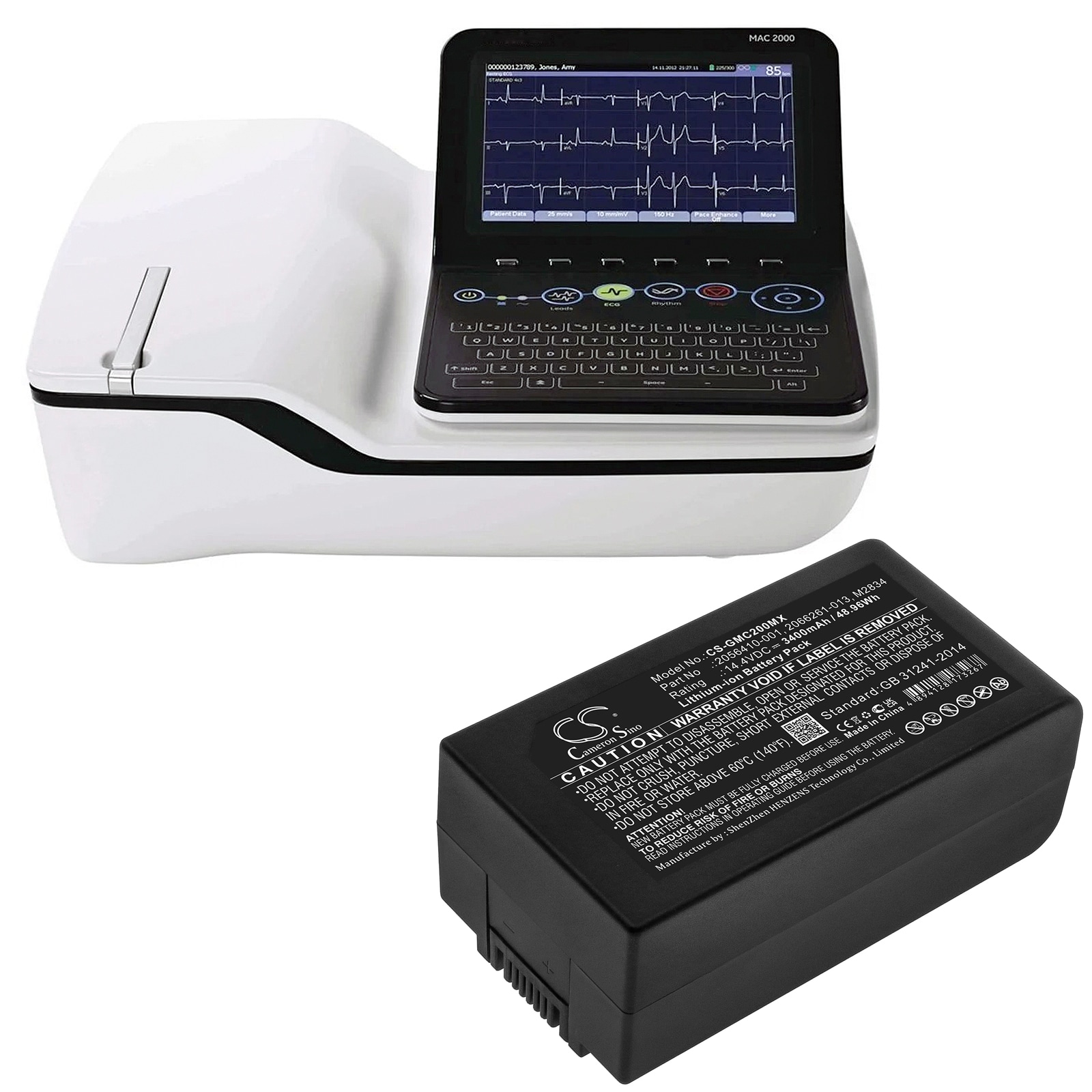 Batteri till Medicinsk för GE MAC 2000, MAC 2000 EKG, EKG recorder Mac 2000