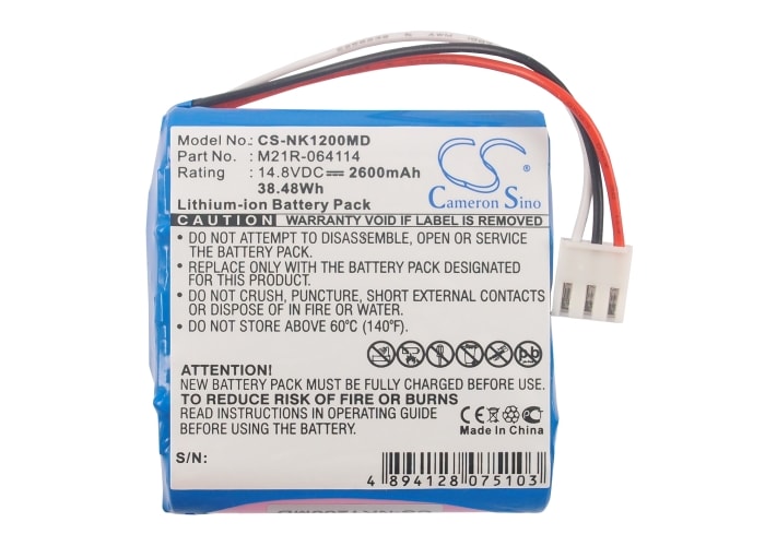 Batteri till Medicinsk för Nihon Kohden Edan SE-1, Edan SE-3, Edan SE-1200 m.fl.