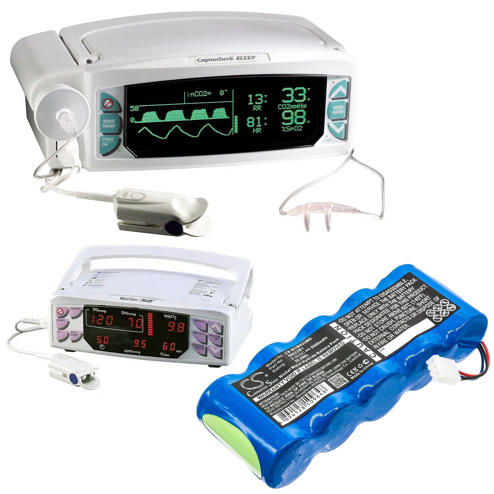 Batteri till Medicinsk för BCI Capnocheck plus, Sleeo CO2 Monitor m.fl.