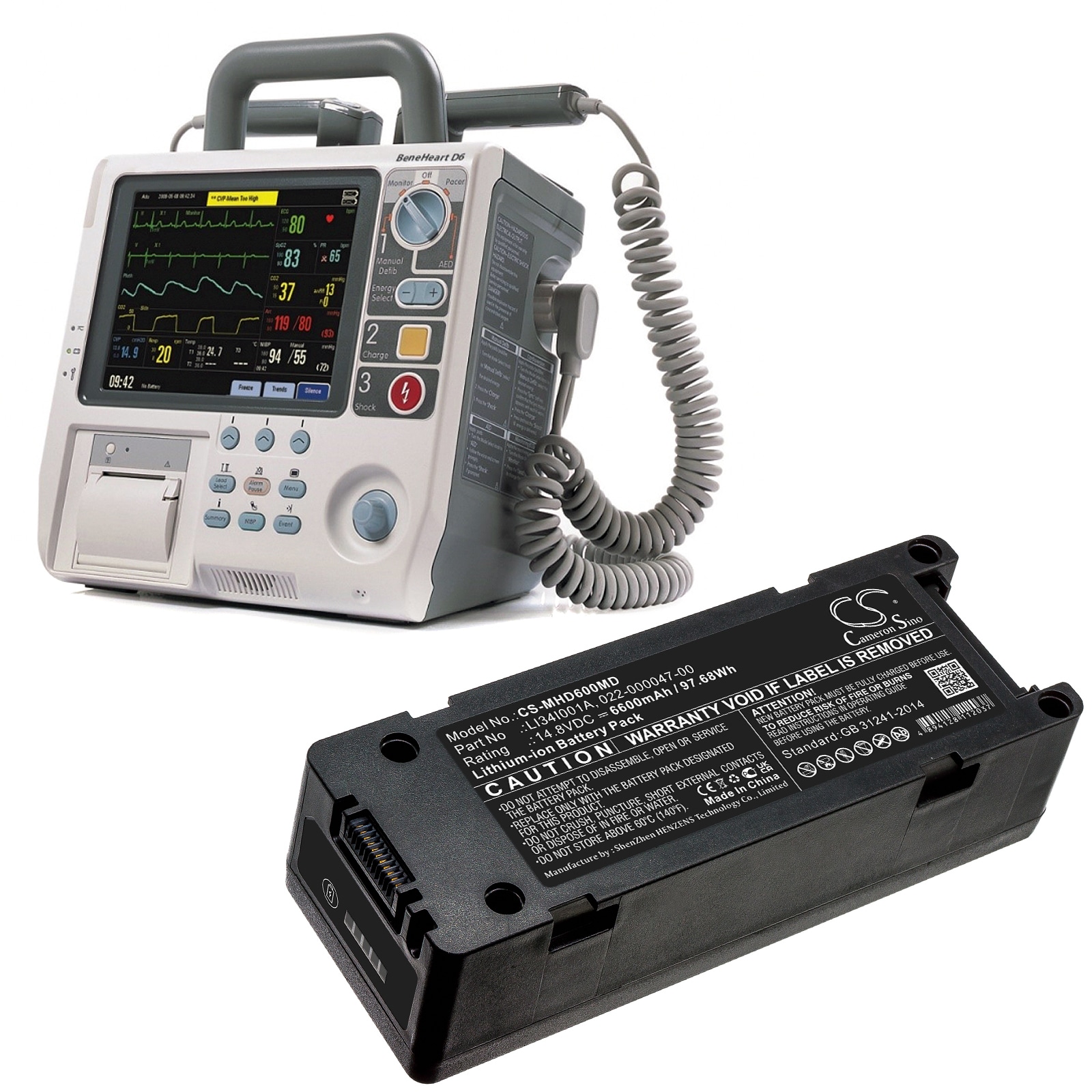 Batteri till Medicinsk för Mindray BeneHeart D6, D6, BeneHeart Z5 m.fl.