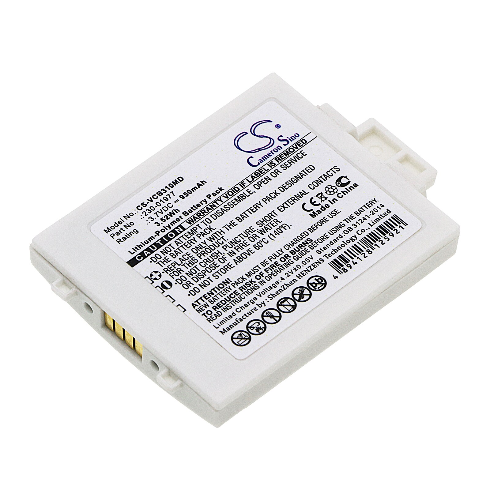 Batteri till Medicinsk för Vocera Communications Badge B3000, B3000N, B3000E