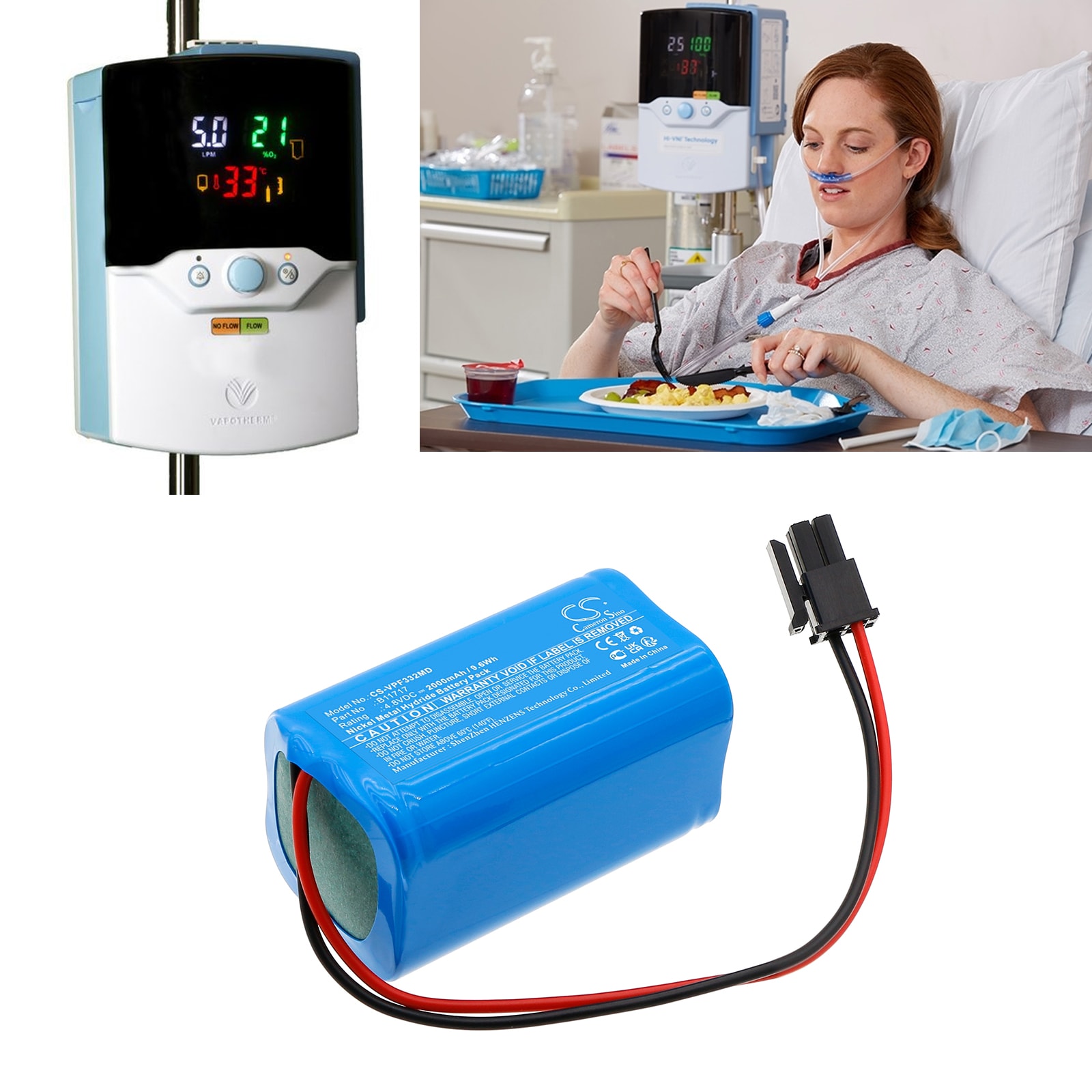 Batteri till Medicinsk för Vapotherm Precision Flow, Precision Flow Plus