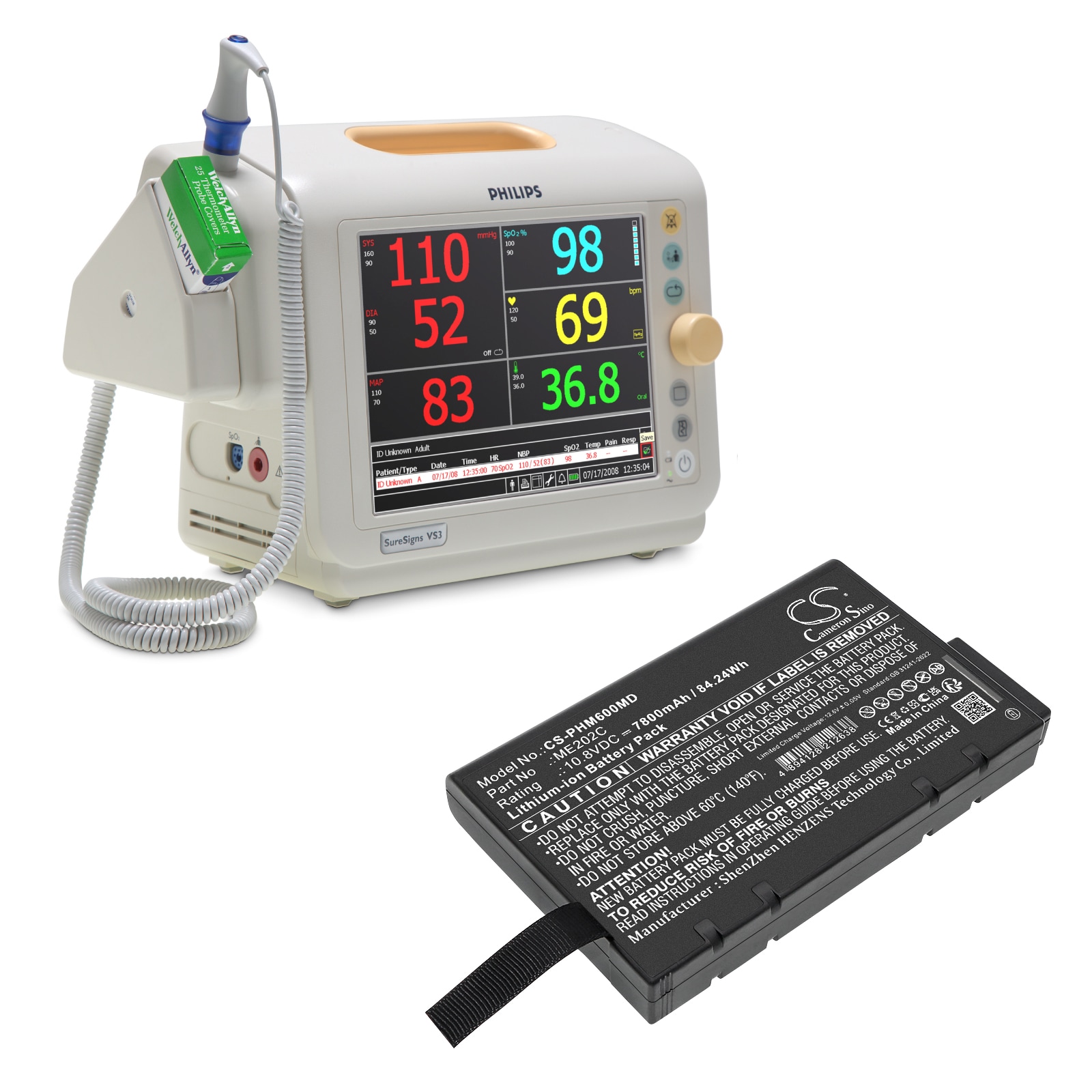 Batteri till Medicinsk för Philips Suresign ( 863283）, Suresigns V24E, Suresigns VM3 m.fl.