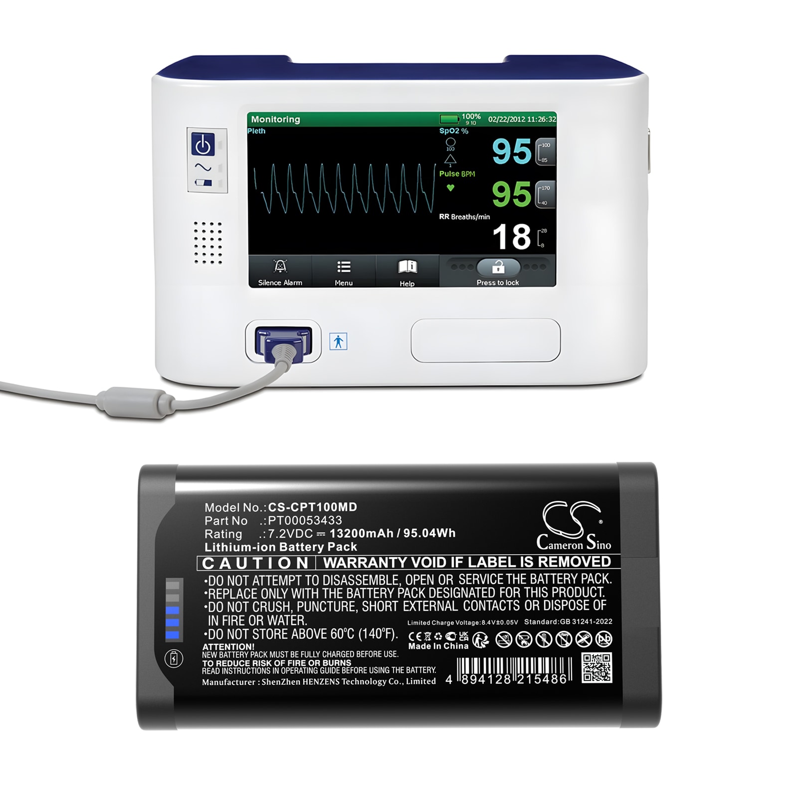 Batteri till Medicinsk för Covidien Nellcor PM1000N Pulse Oximeter