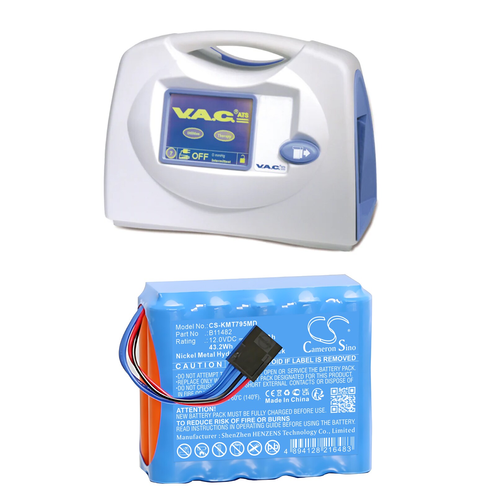 Batteri till Medicinsk för KCI ATS Therapy, M3252795A, VAC ATS Wound Vacuum m.fl.