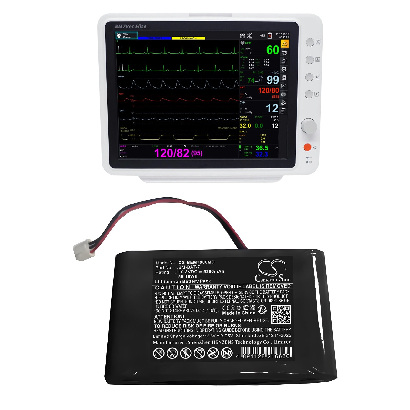 Batteri till Medicinsk för Bionet BM7 Vet Elite