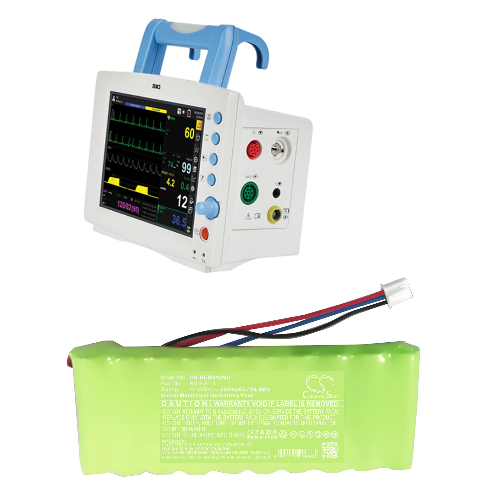 Batteri till Medicinsk för Bionet BM3:D1F1200001 ~ D1G03xxxxx(12.2005 ~ 03.2006) m.fl.