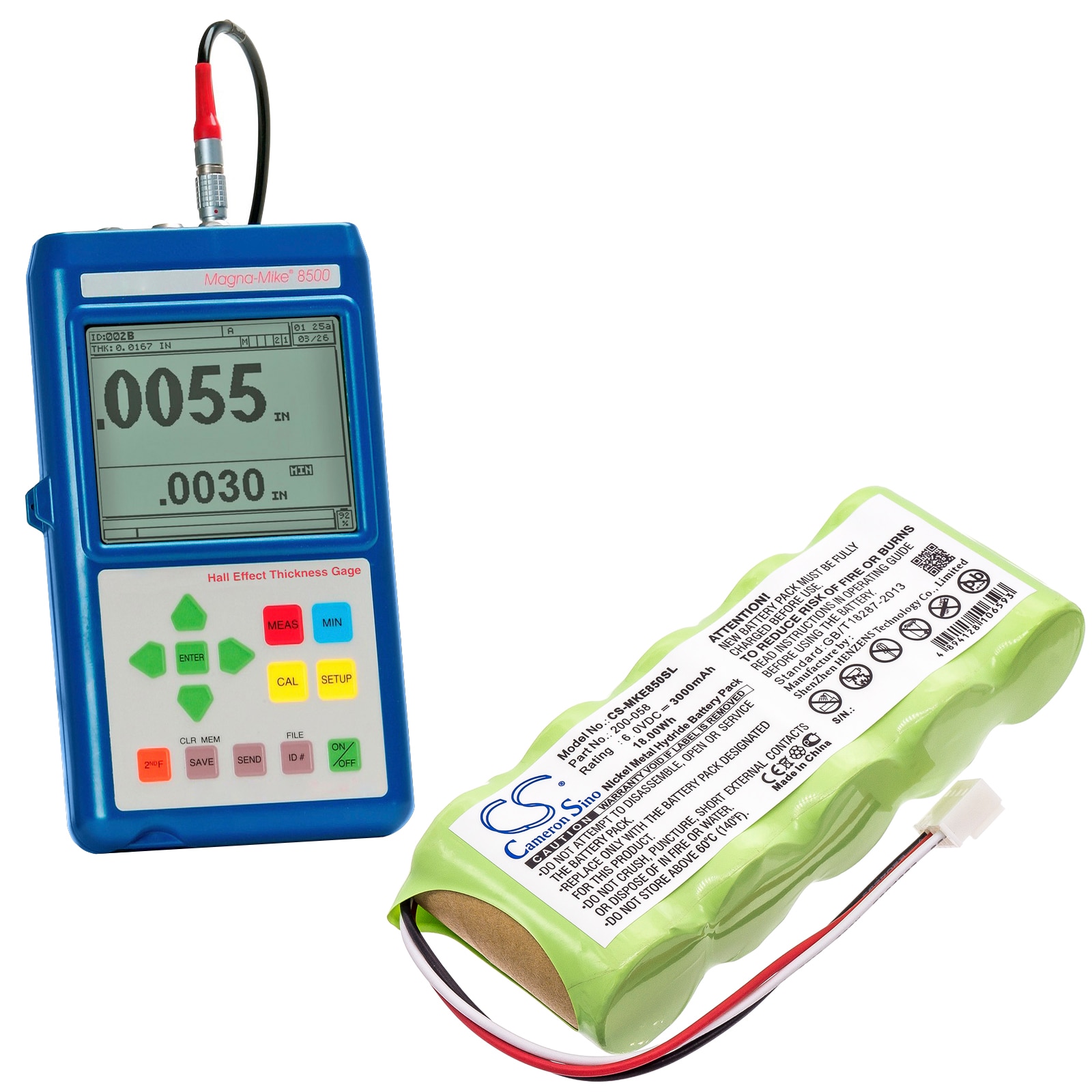 Batteri till Utrustning, undersökning, test för Panametrics Magna-Mike 8500