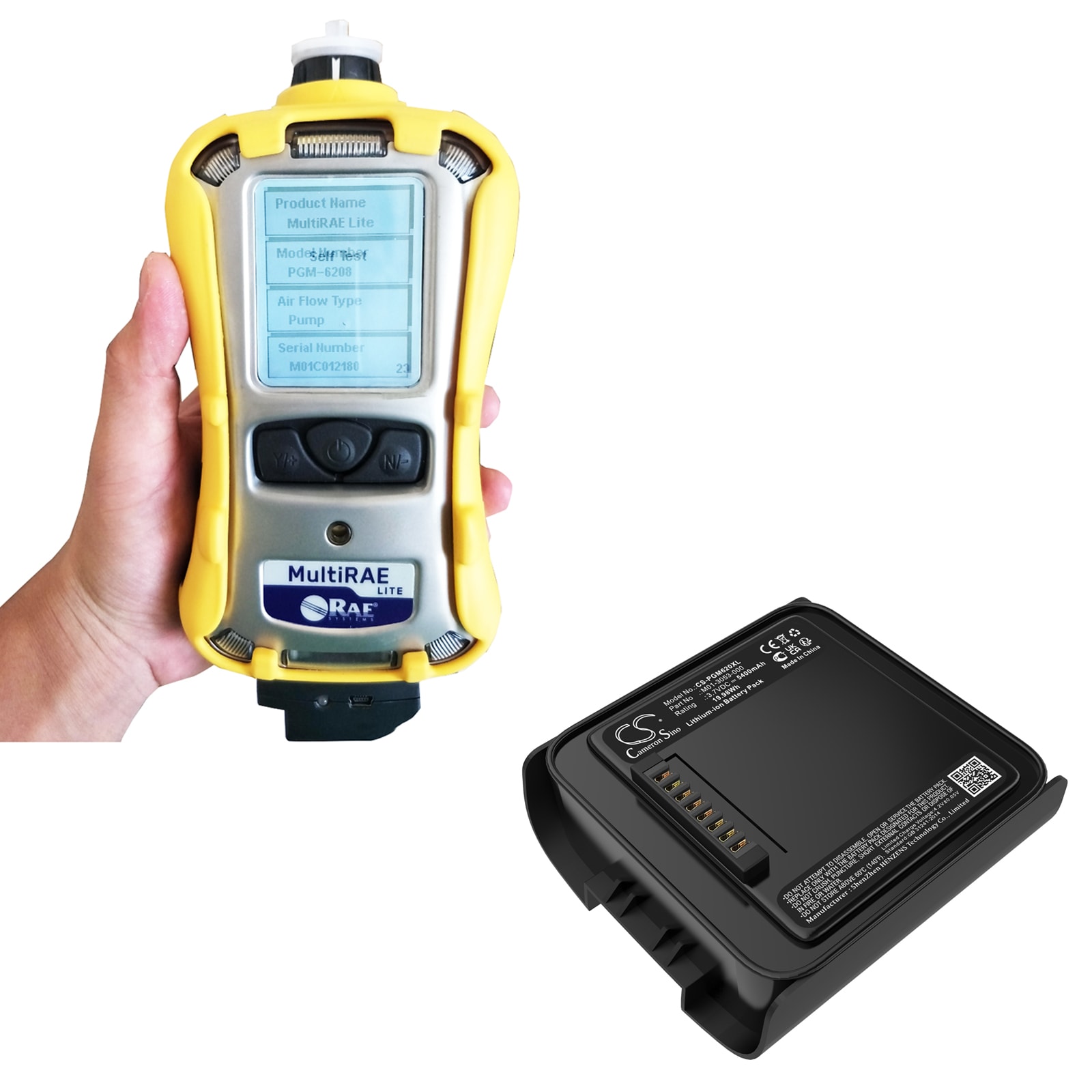 Batteri till Utrustning, undersökning, test för MicroRAE PGM-6208, PGM-6228