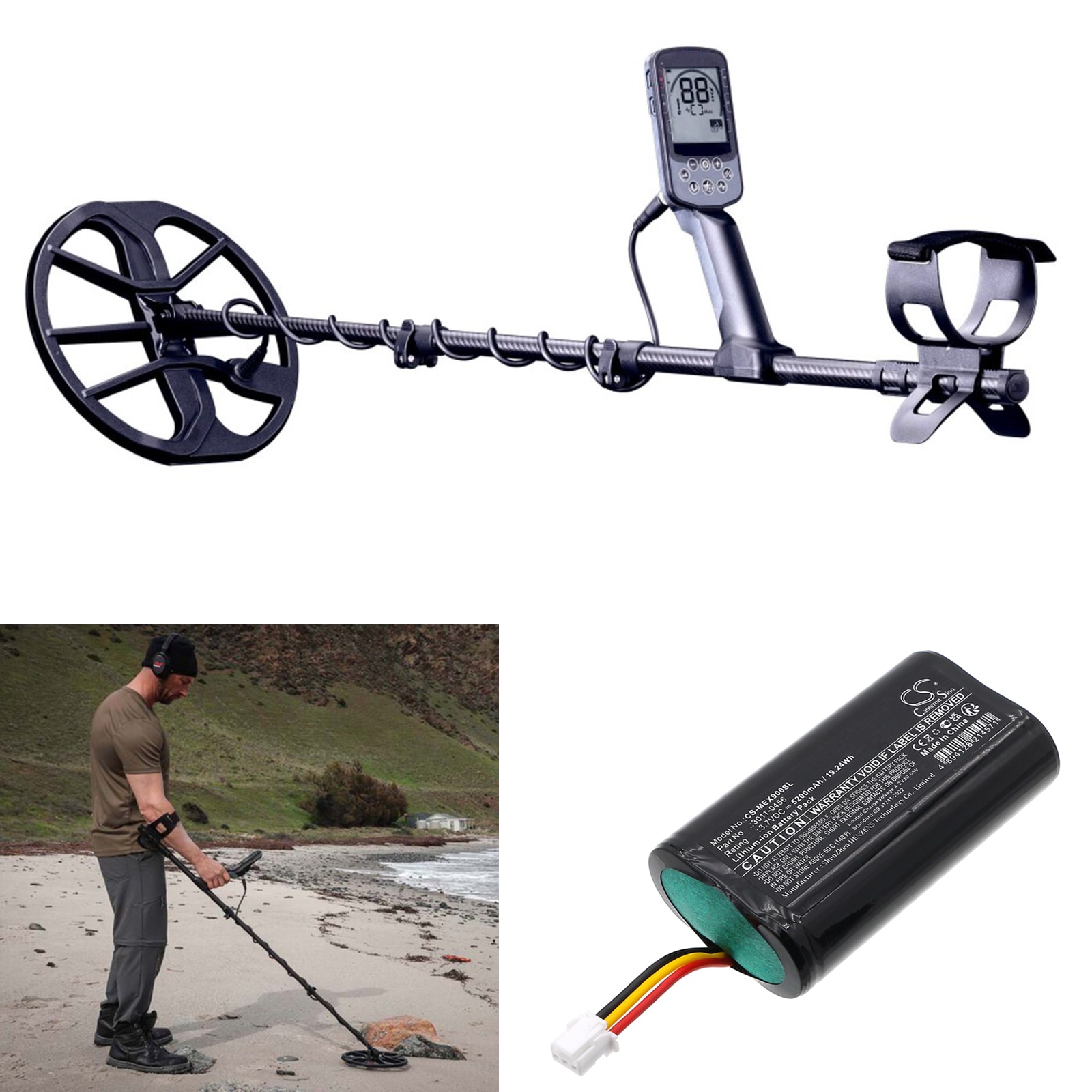 Batteri till Utrustning, undersökning, test för Minelab ELITE detectors, Equinox 700 m.fl.