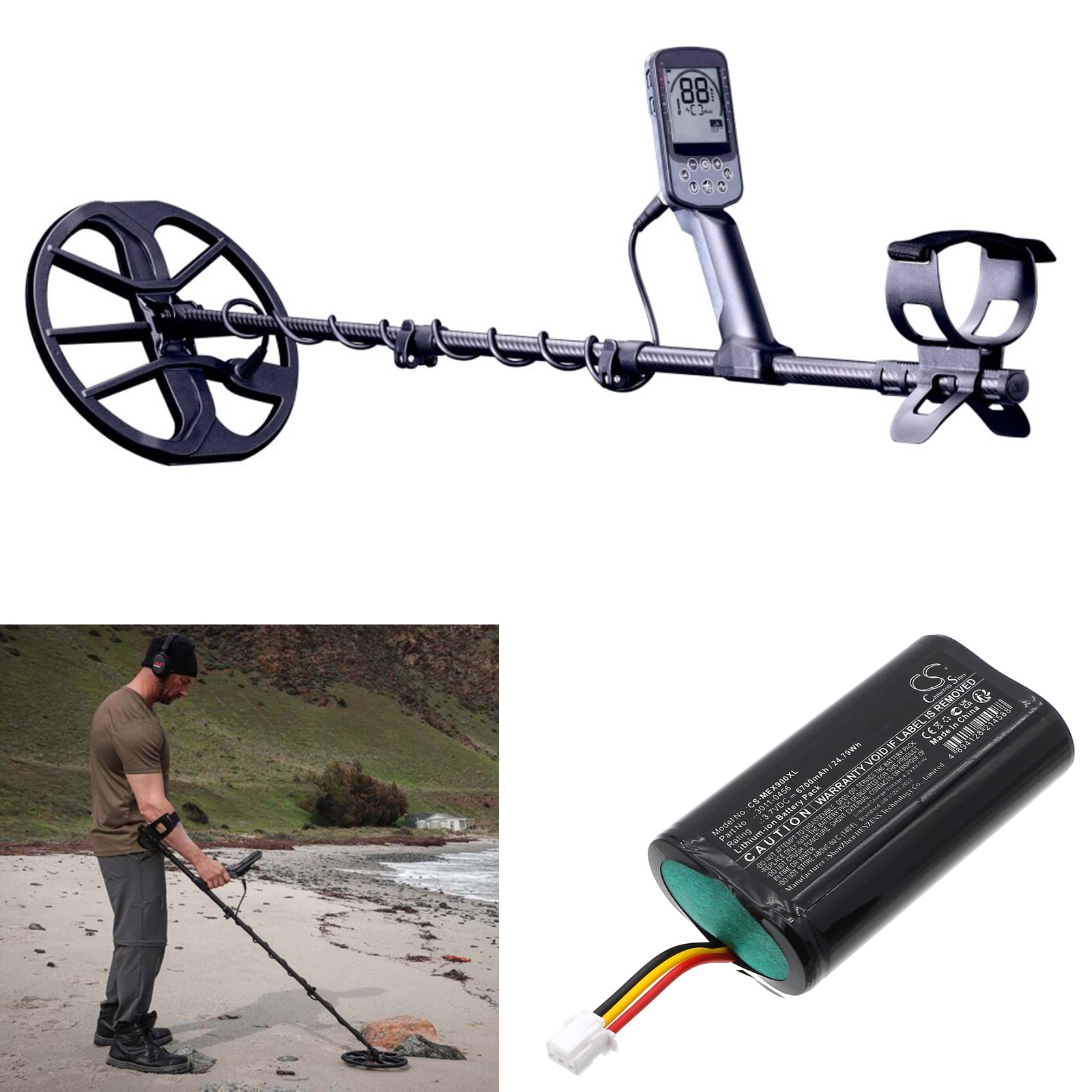 Batteri till Utrustning, undersökning, test för Minelab ELITE detectors, Equinox 700 m.fl.