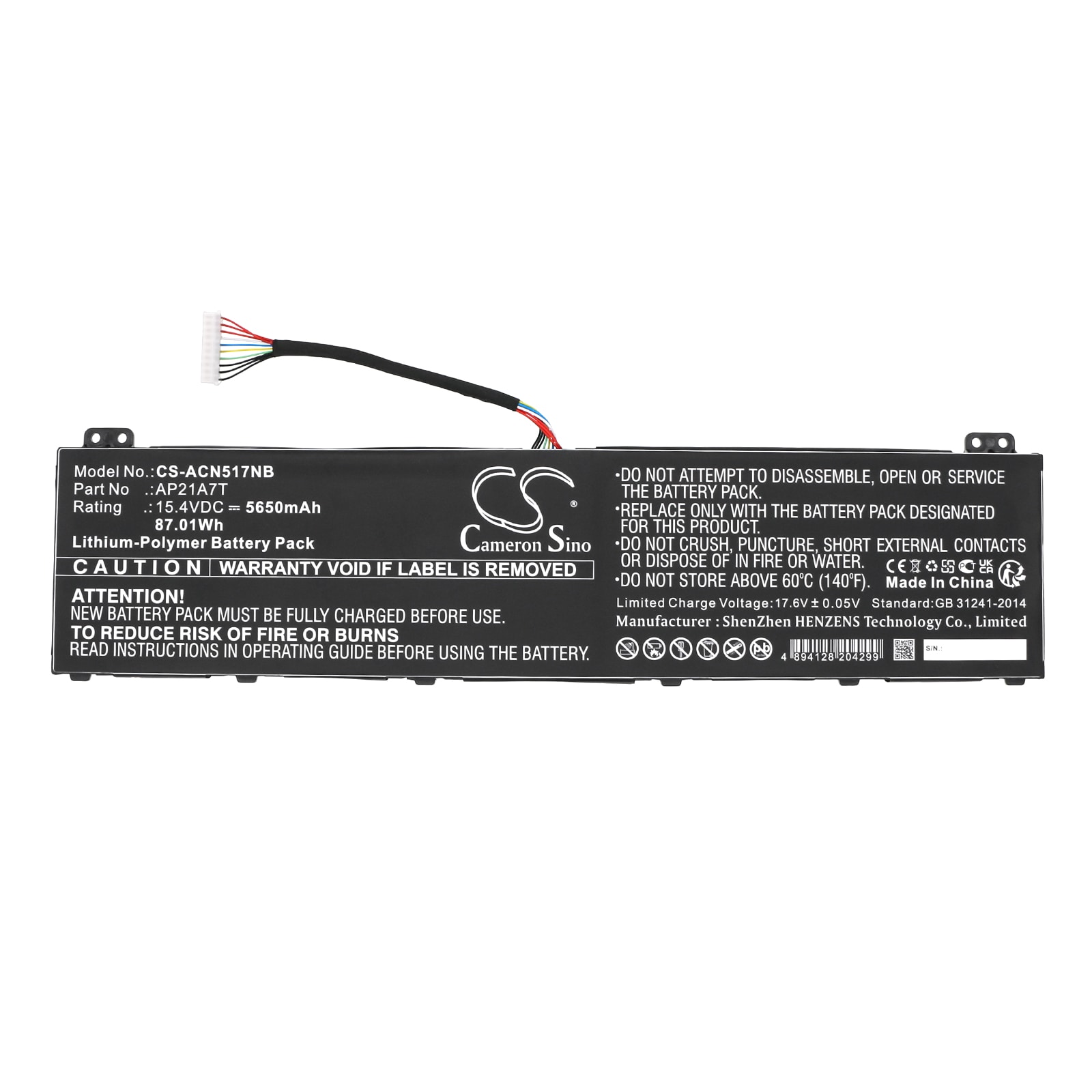 Batteri till Notebook, Bärbar dator för Acer Nitro 5 AN517-55-50P0 m.fl.