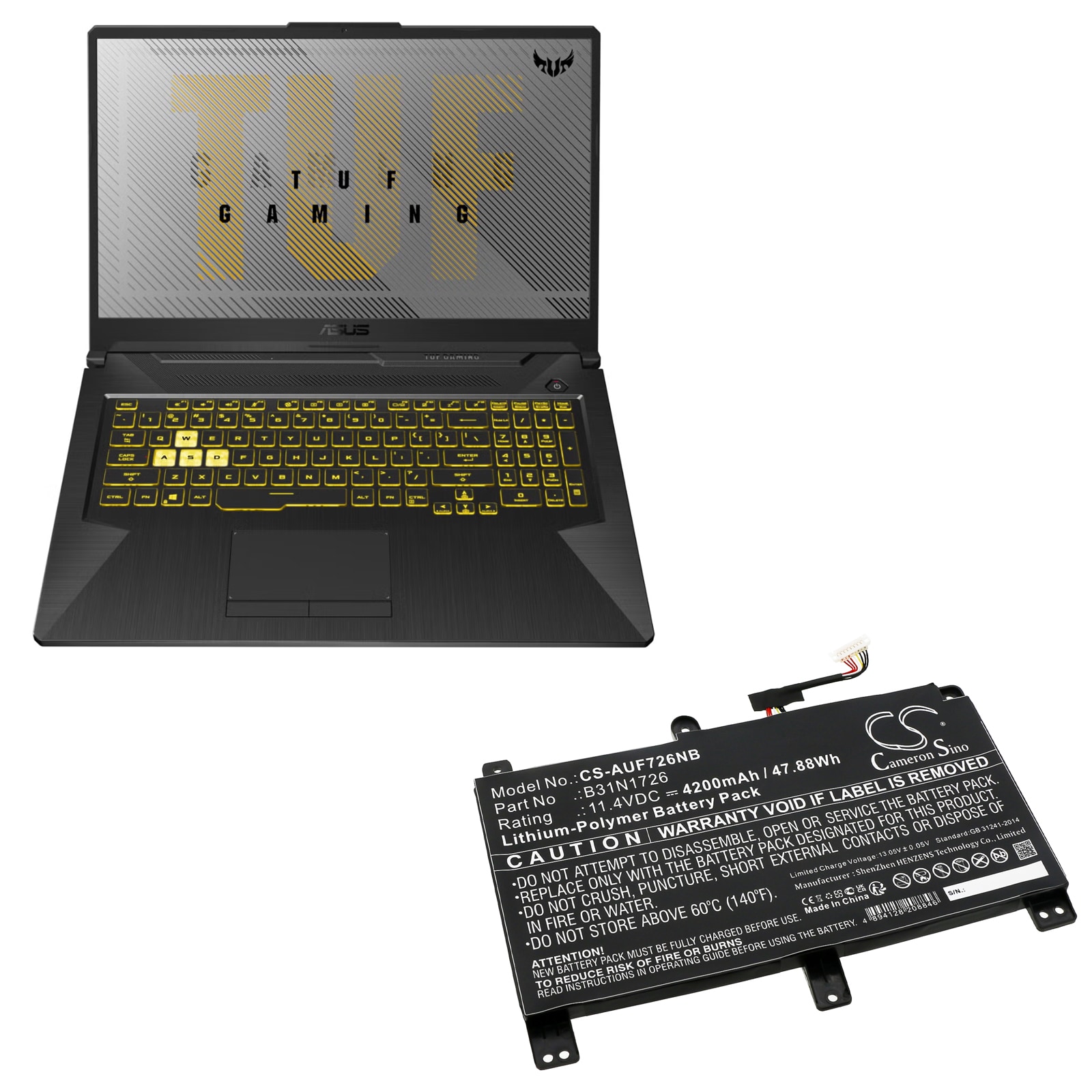 Batteri till Notebook, Bärbar dator för Asus TUF Gaming A17 FA706II-H7004T m.fl.