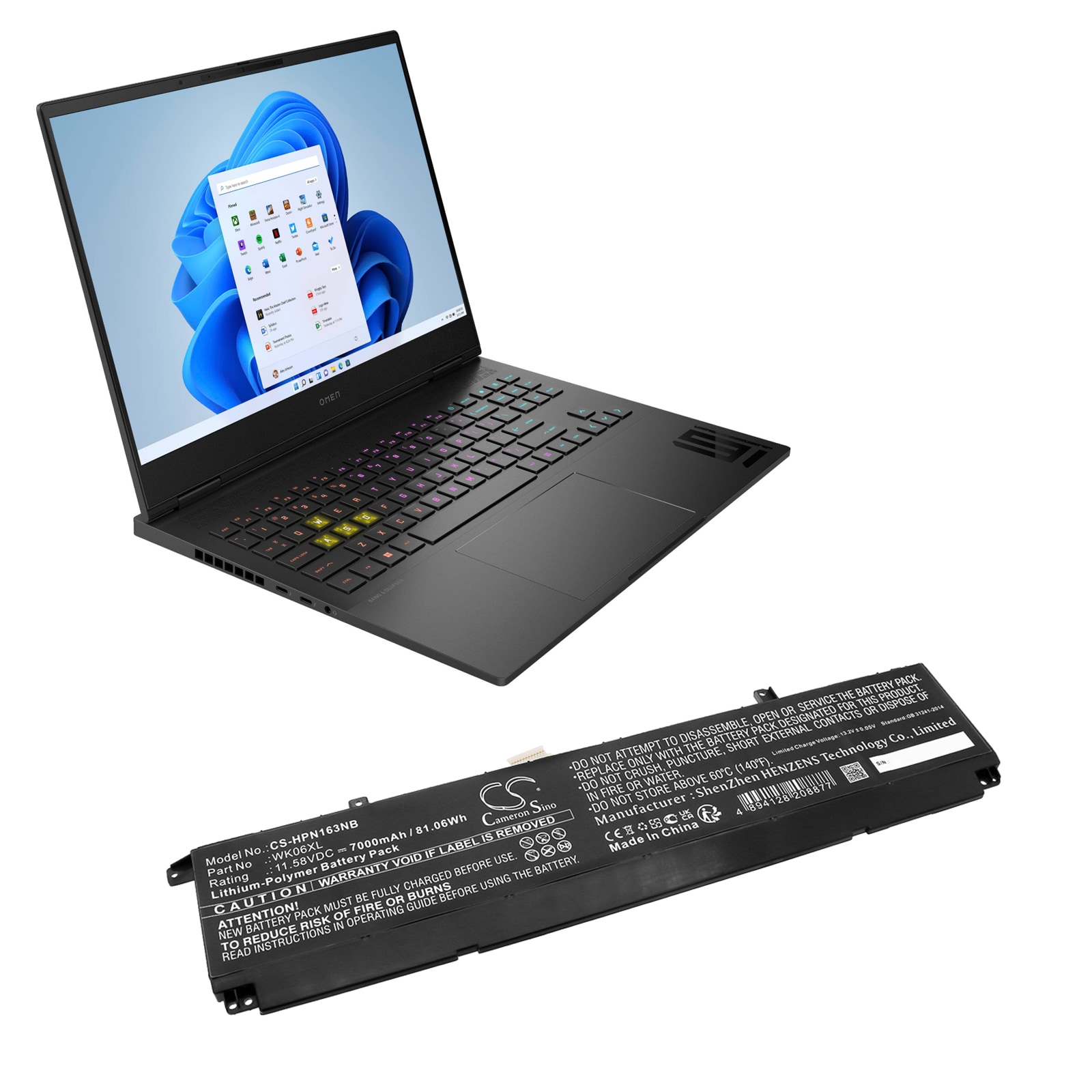 Batteri till Notebook, Bärbar dator för HP OMEN 16-K0010NA, OMEN 17-CK1035NB m.fl.