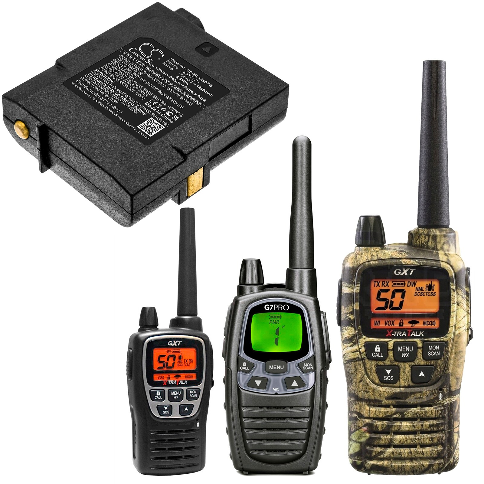 Batteri till Tvåvägsradio för Midland GXT2000, GXT2050, G7 Pro m.fl.