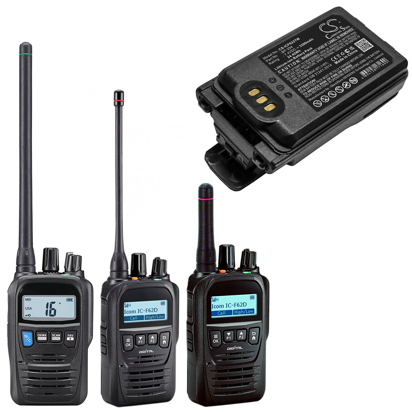 Batteri till Tvåvägsradio för Icom IC-F52D, IC-F62D, IC-M85