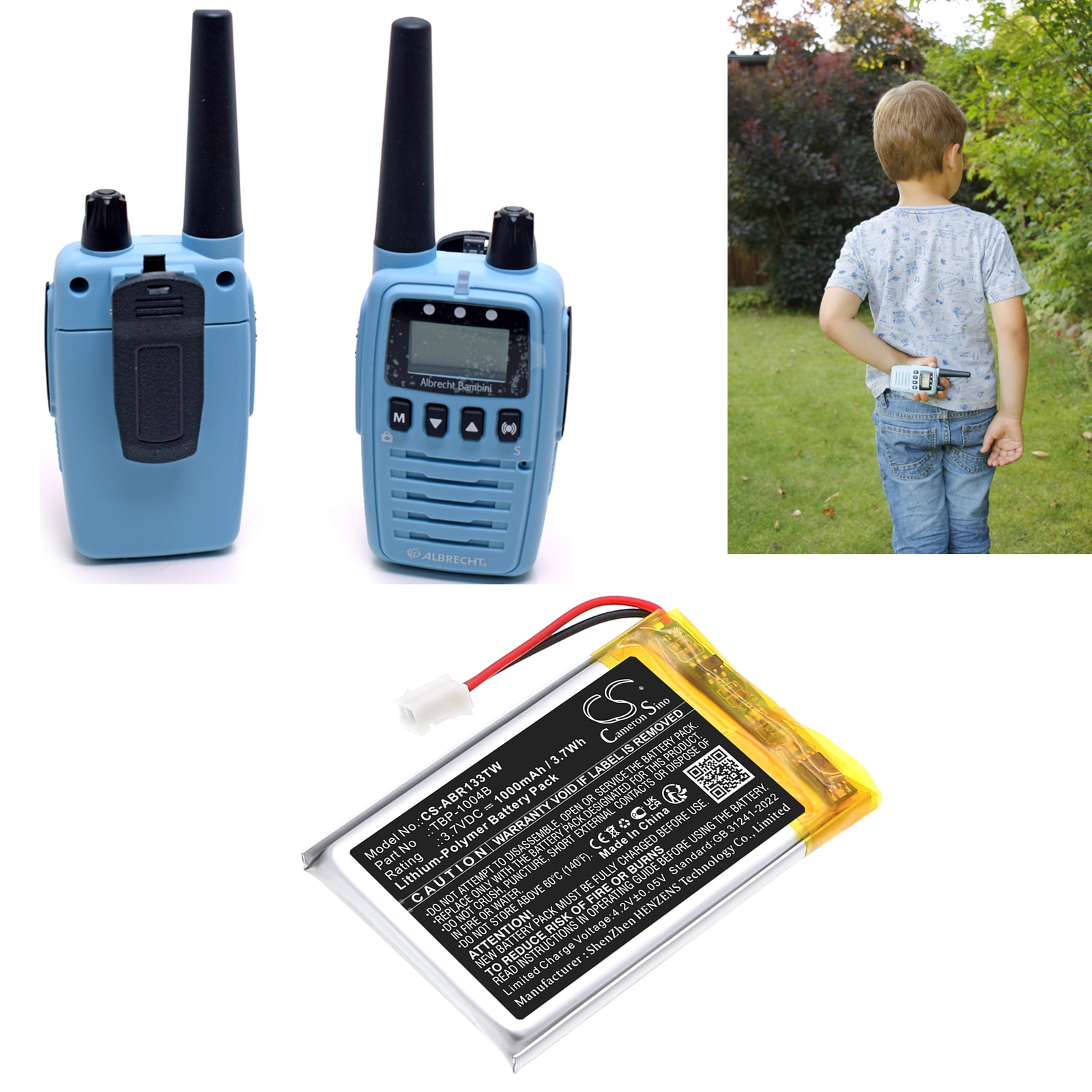 Batteri till Tvåvägsradio för Albrecht Bambini, Reer 50133 Care and talk