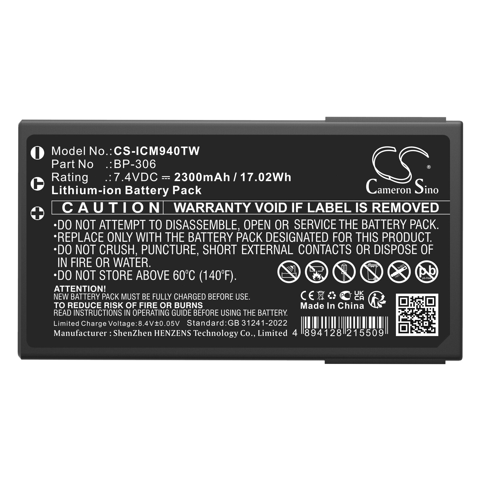 Batteri till Tvåvägsradio för Icom IC-M94D, IC-M94DE