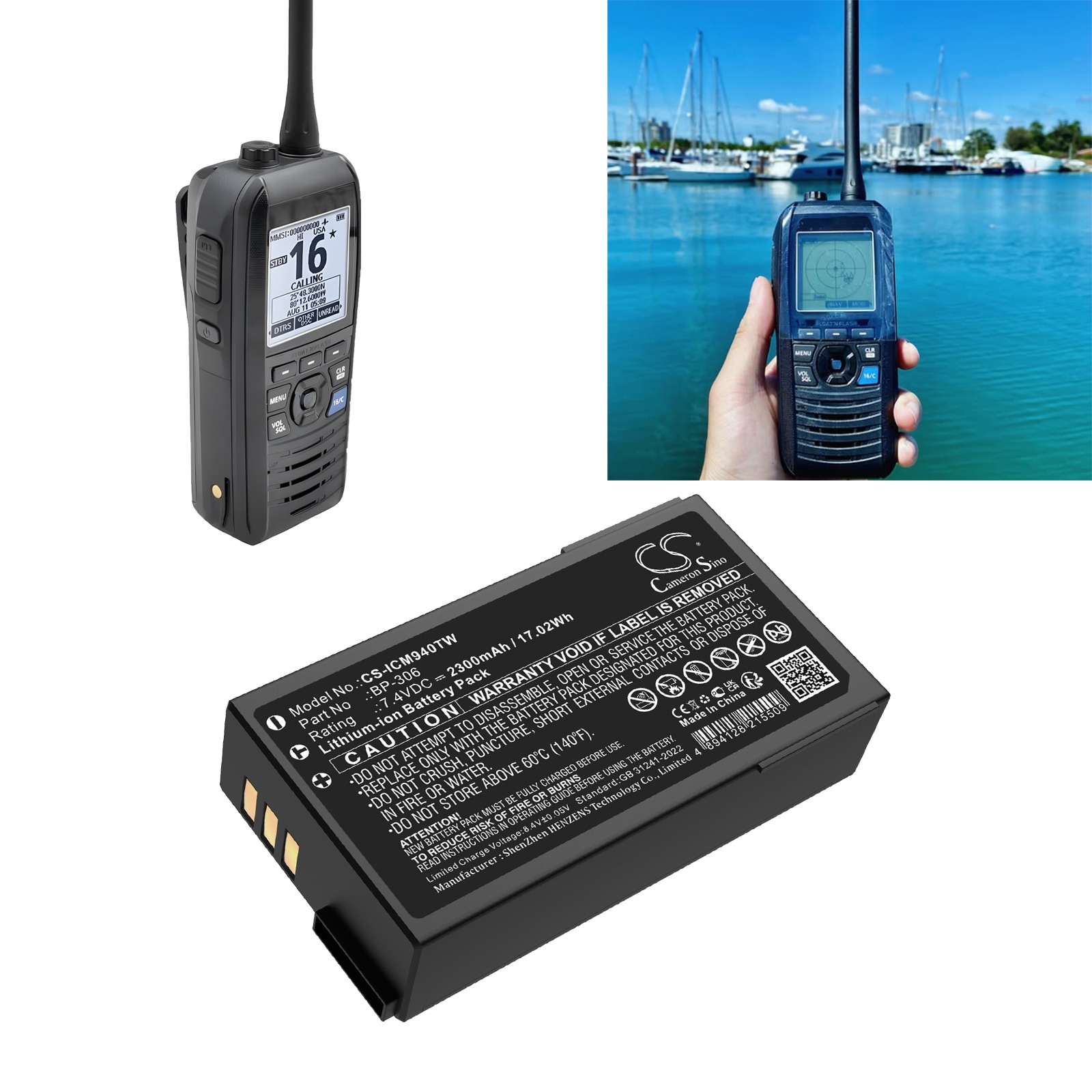 Batteri till Tvåvägsradio för Icom IC-M94D, IC-M94DE