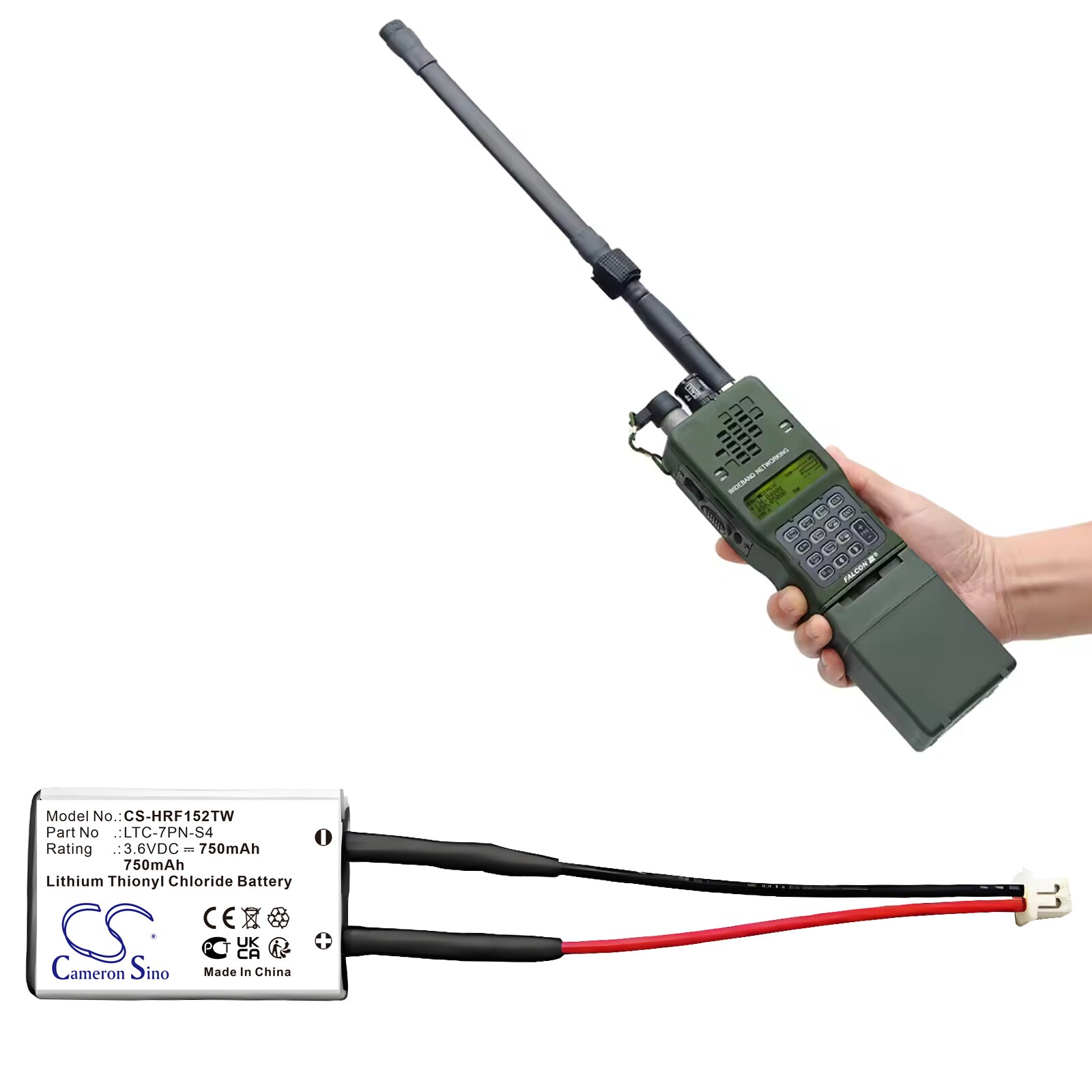 Batteri till Tvåvägsradio för Harris AN/PRC-152, AN/PRC-152(C), AN/PRC-152(V)1(C) m.fl.