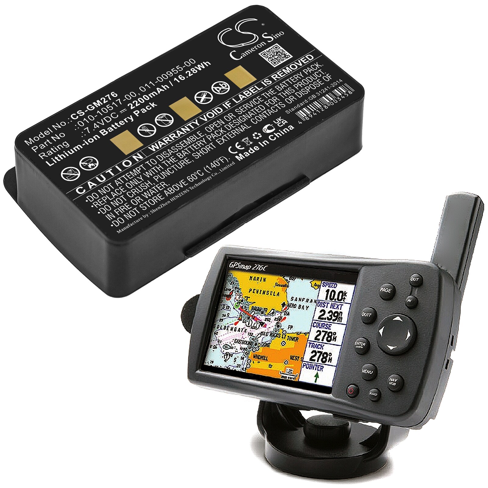 GPS-akku 2200 mAh 7,4 V / akku Garmin GPSMAP 276 / 276C / 296 / 376C / 378 / 478 / 495 -malleihin