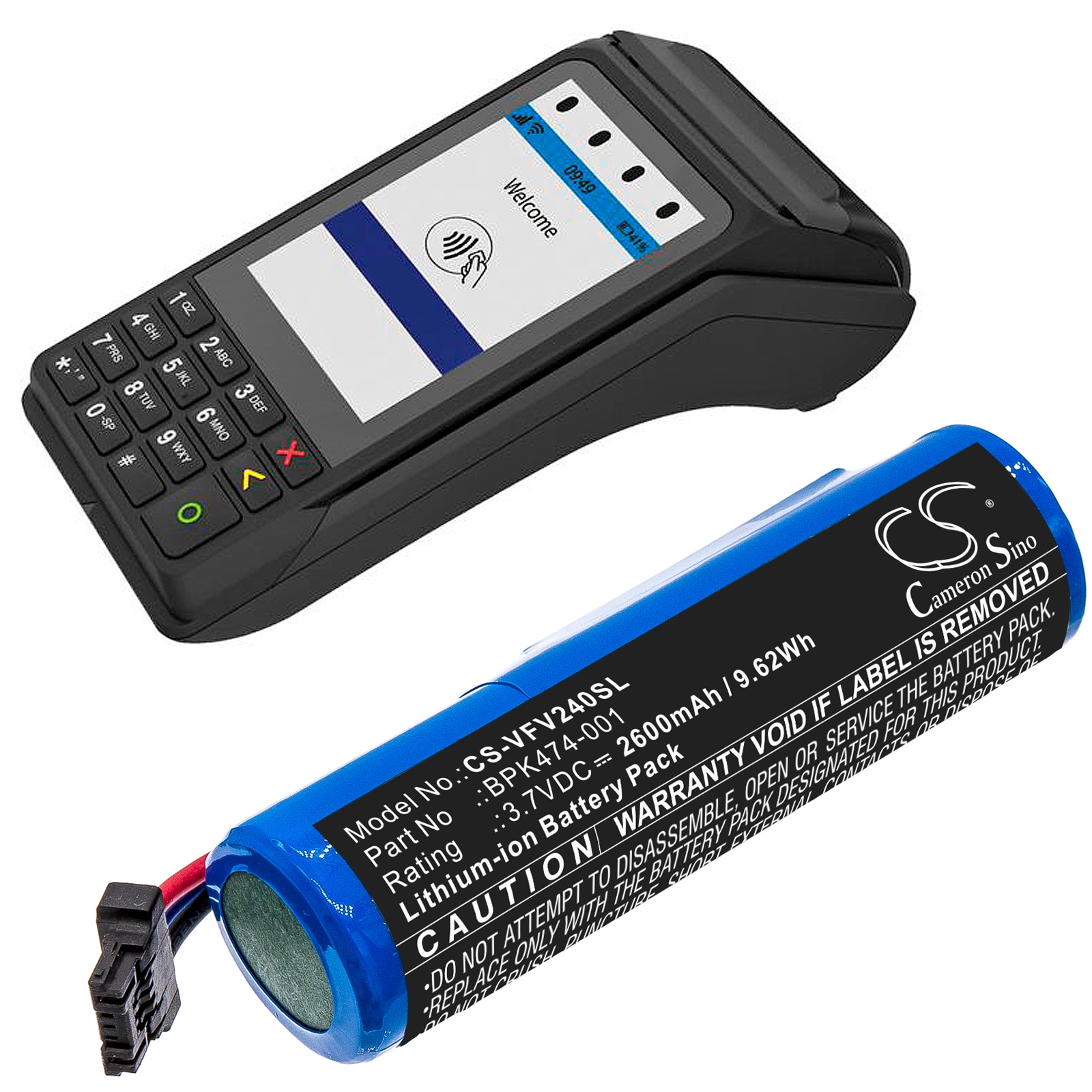 Batteri till Betalningsterminal för Verifone V240m Plus, 3GBWC, V240m m.fl.
