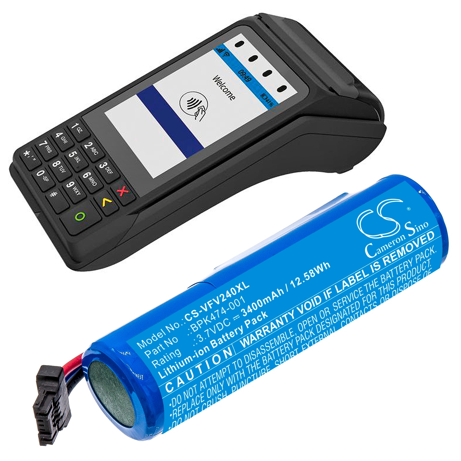 Batteri till Betalningsterminal för Verifone V240m Plus, 3GBWC, V240m m.fl.