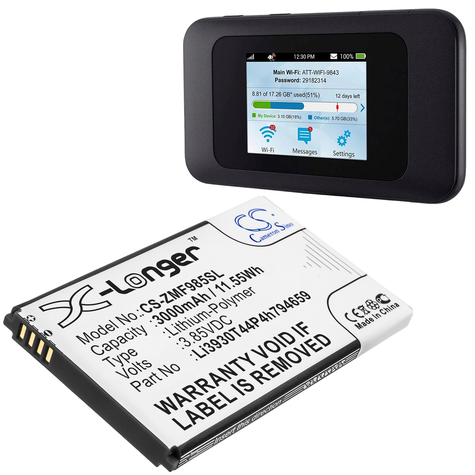 Batteri till Hotspot för ZTE MF288, Smart Hub Turbo, MF985