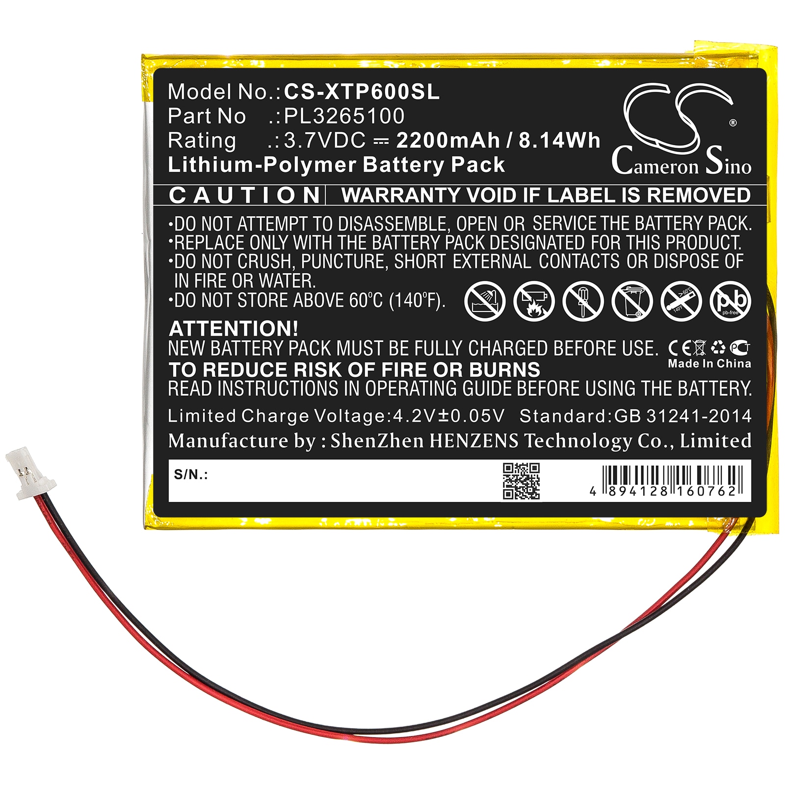 Batteri till Diagnostisk scanner för XTOOL EZ300, EZ400, PS65 m.fl.