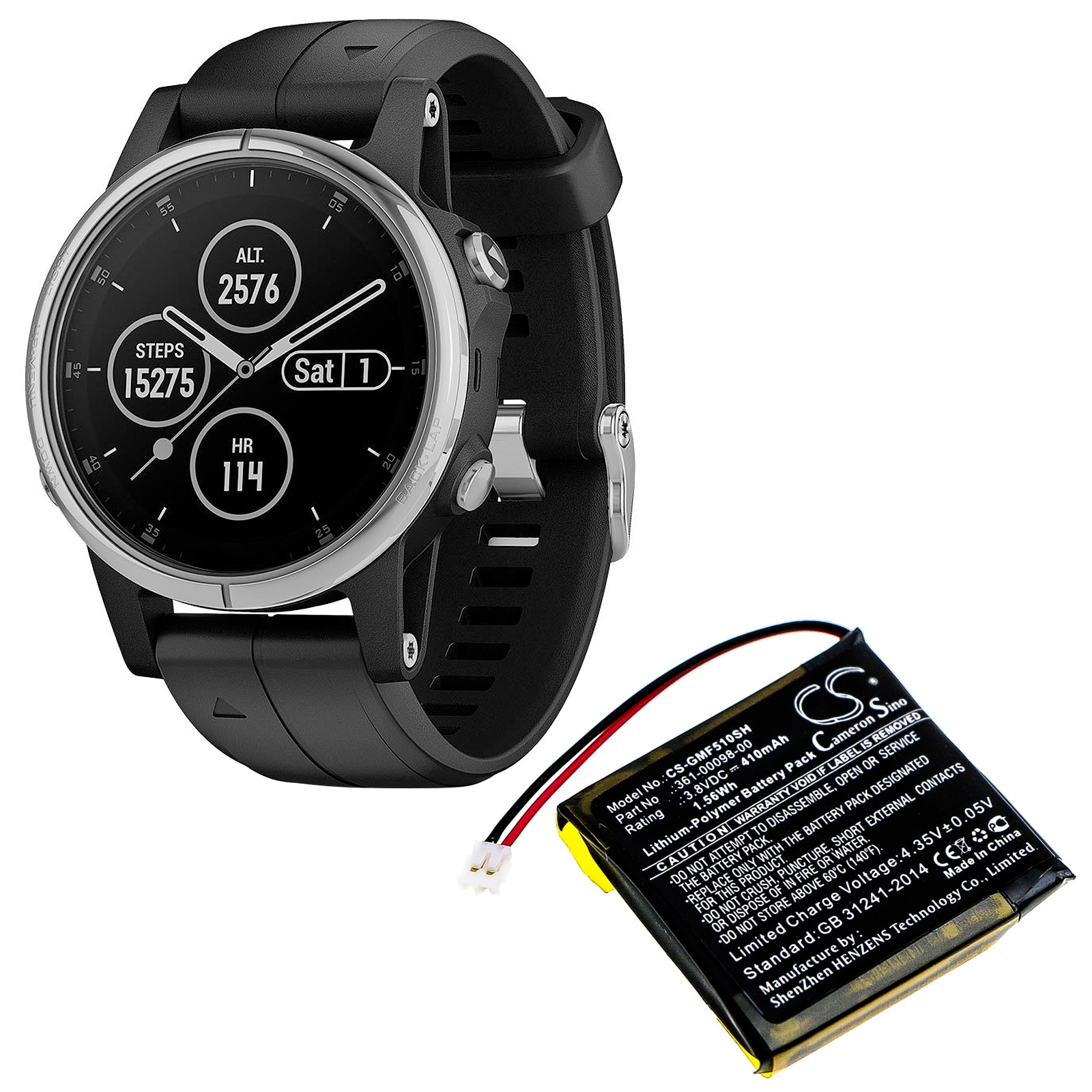 Batteri till Smart klocka för Garmin Fenix 5X, Fenix 5X Running, Fenix 5X Plus