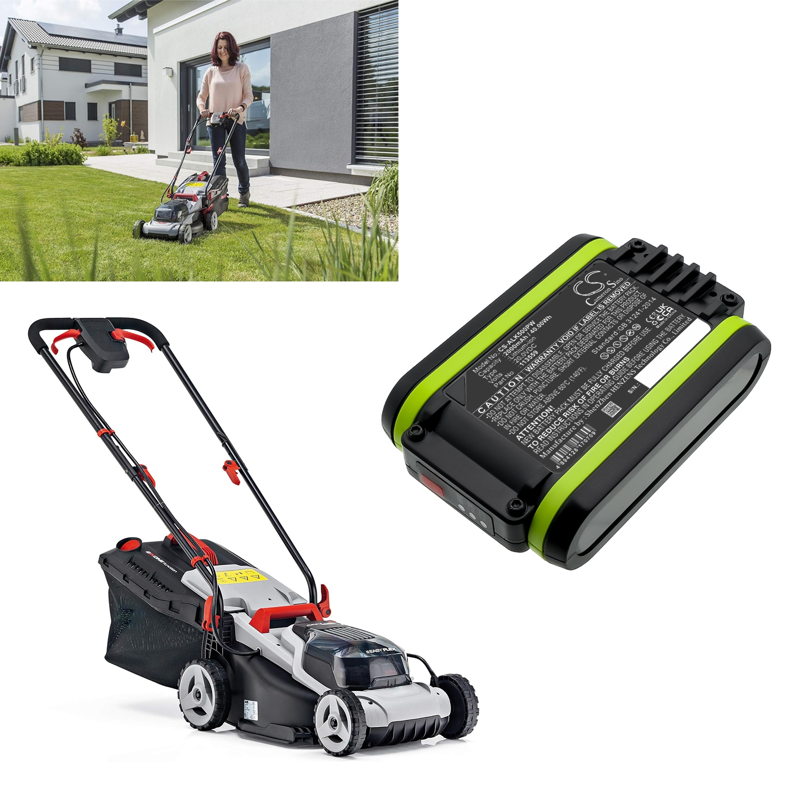 Batteri till Gräsklippare för AL-KO Easy Flex 34.8 Li Lawnmower m.fl.