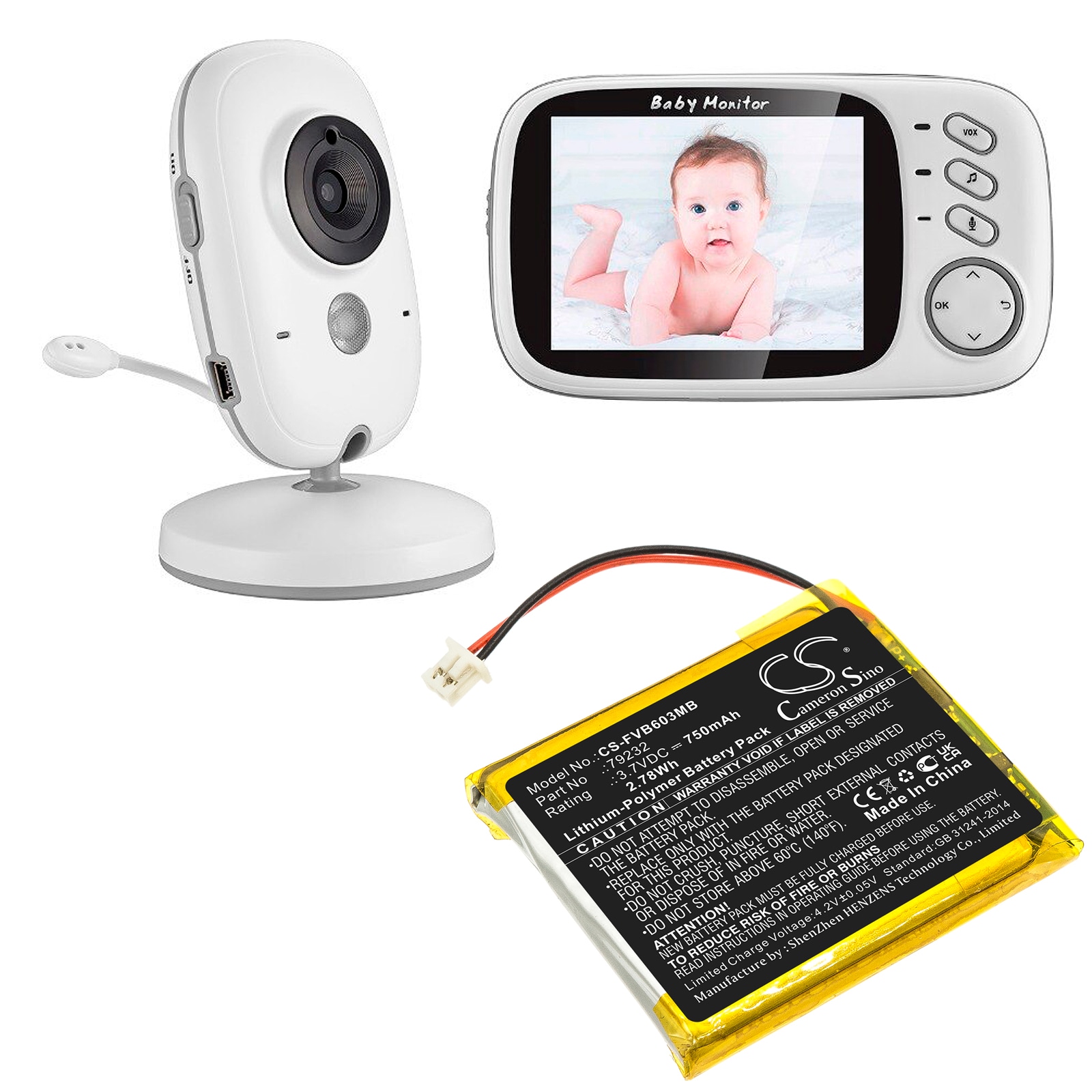 Batteri till BabyPhone för TakTark BM603