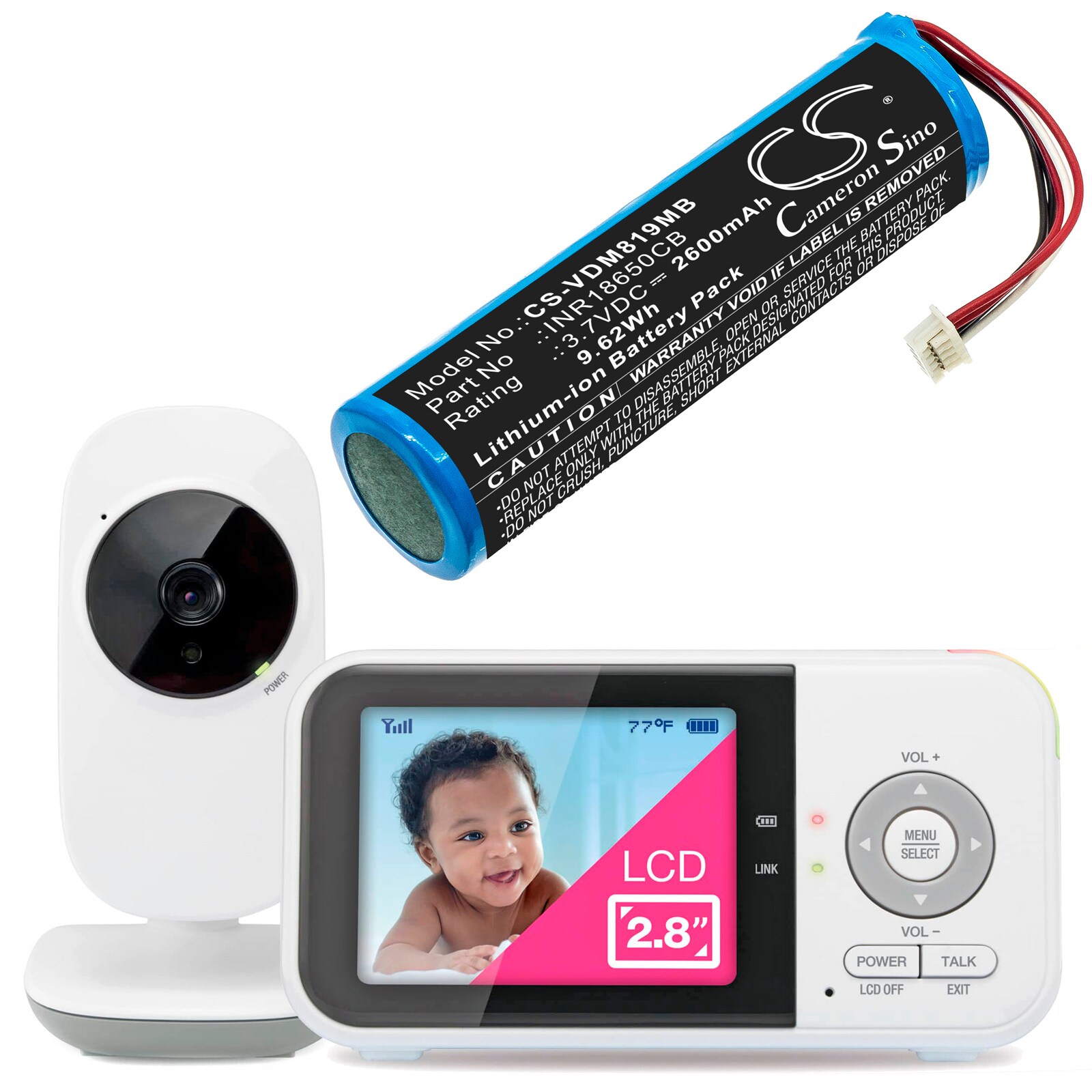 Batteri till BabyPhone för VTech VM819, VM5266, VM5266 5 Inch Baby Monitor