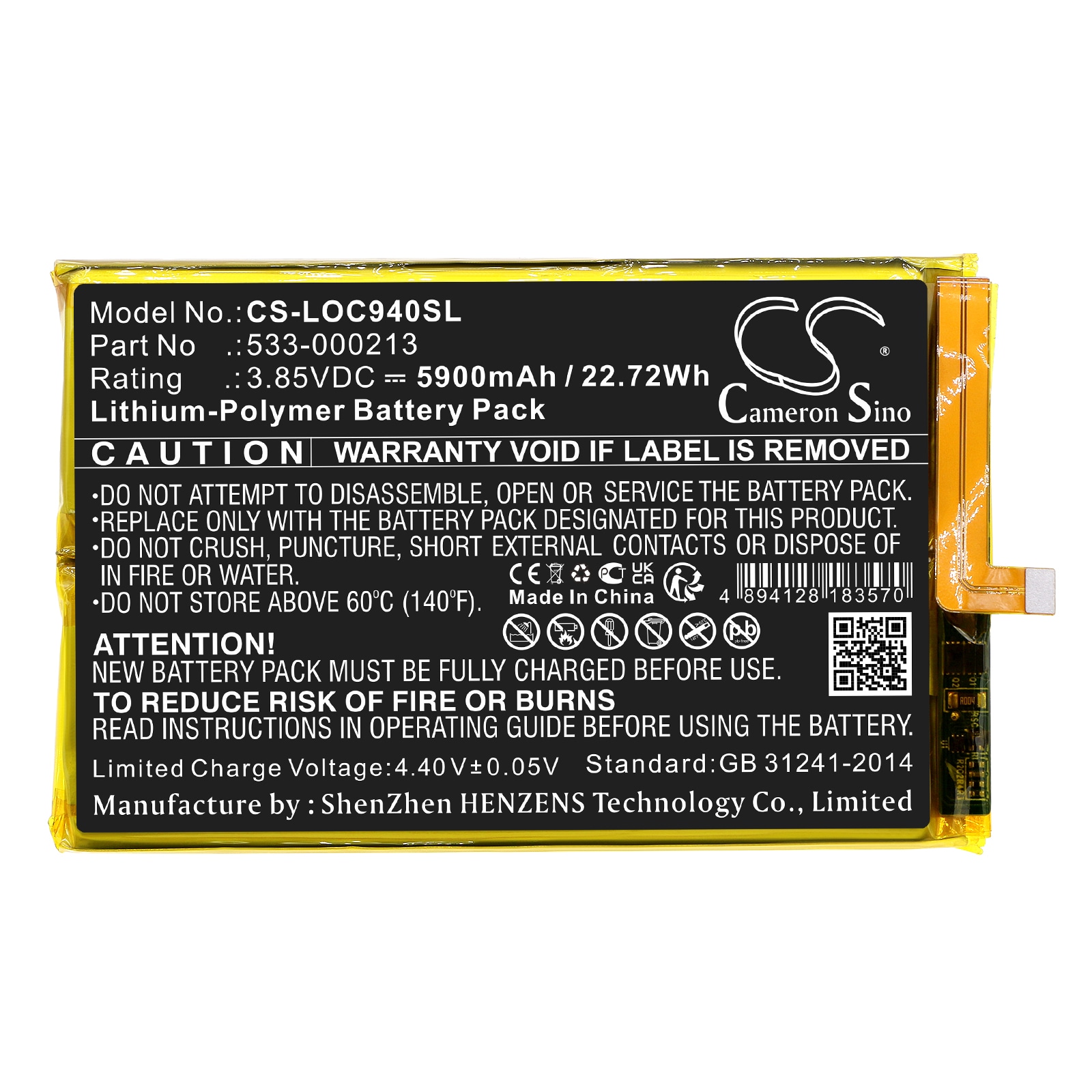 Batteri till Spelkonsol för Logitech G Cloud, 940-000198, GR0006