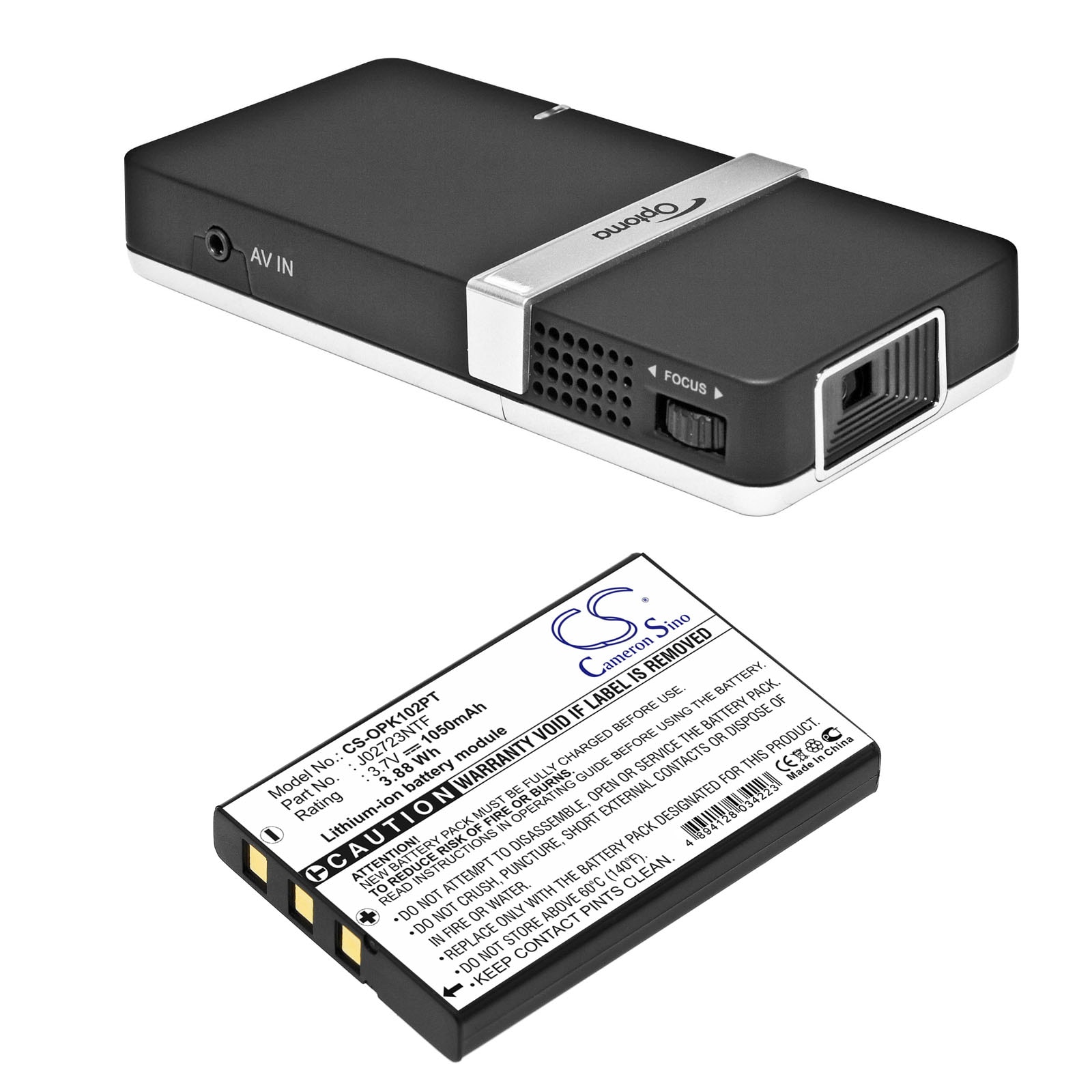 Batteri till Projektor för Optoma PK102 Pico Pocket Projector, BB-LIO37B m.fl.