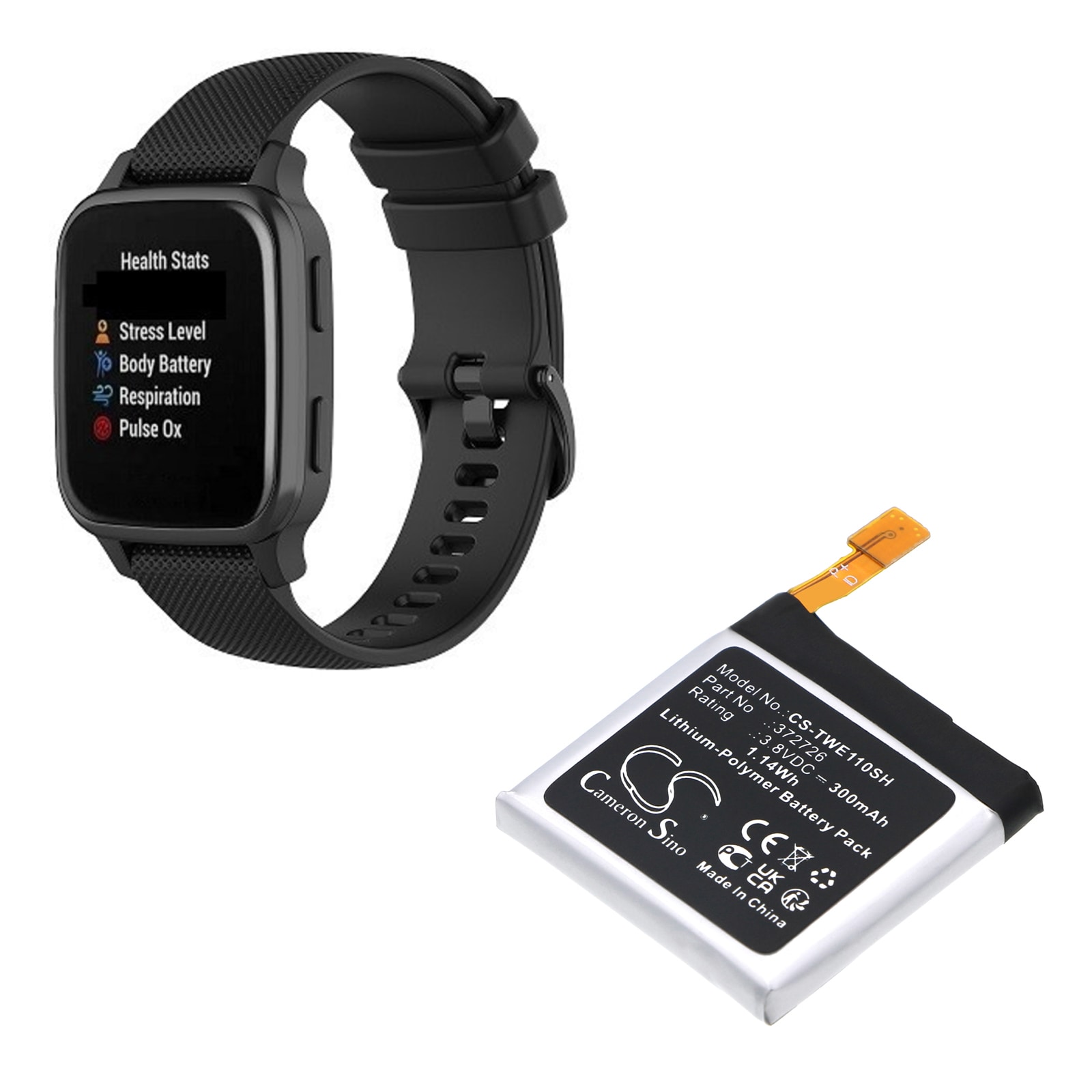 Batteri till Smart klocka för Ticwatch WE11098, 1 46mm