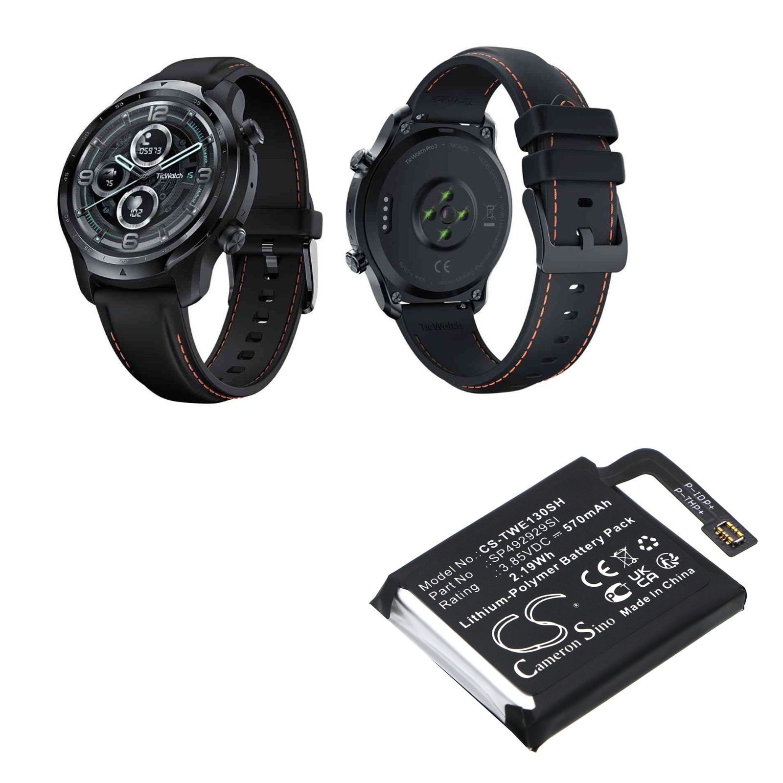 Batteri till Smart klocka för Ticwatch Pro 3