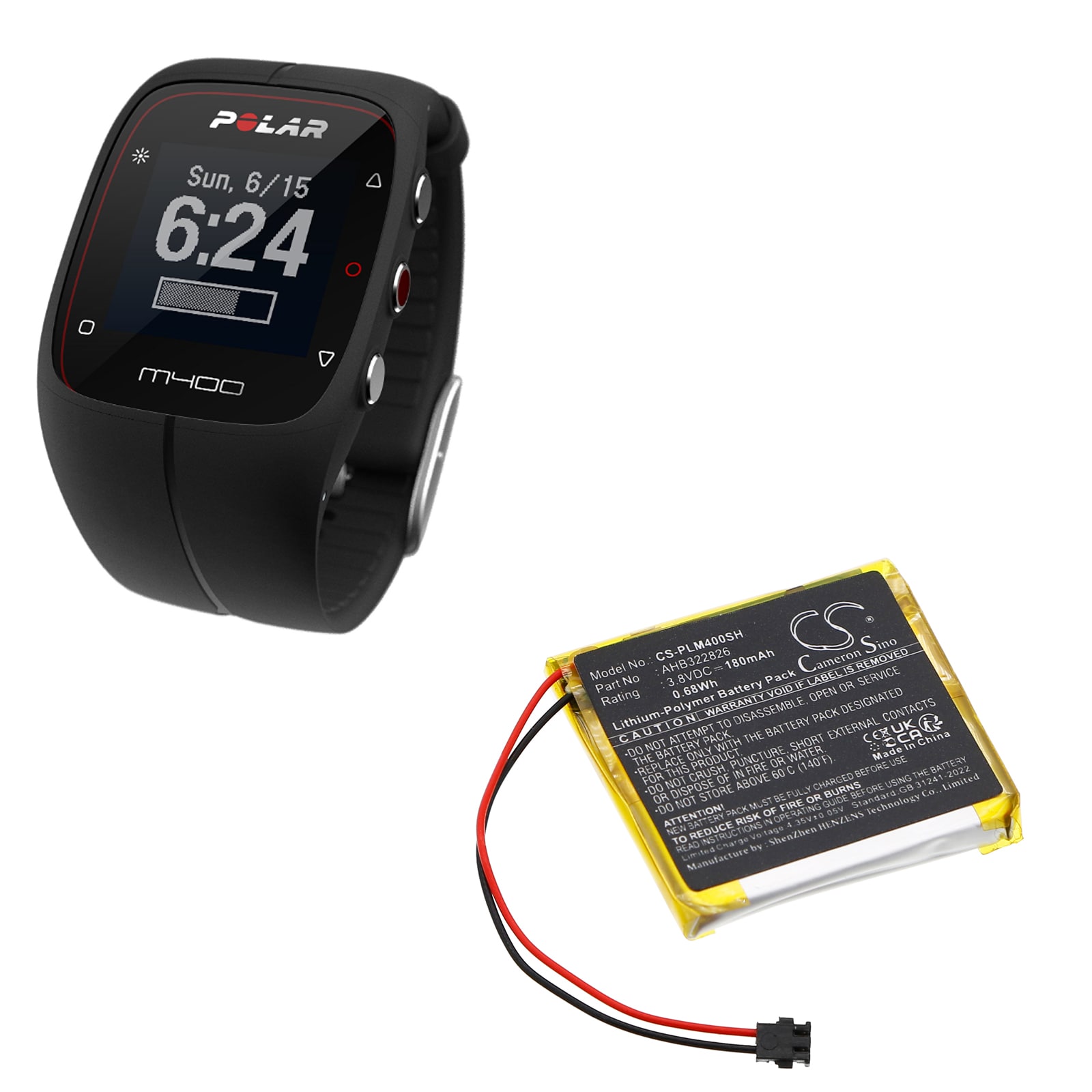 Batteri till Smart klocka för Polar GPS Sport Watch M400, GPS Sport Watch M430