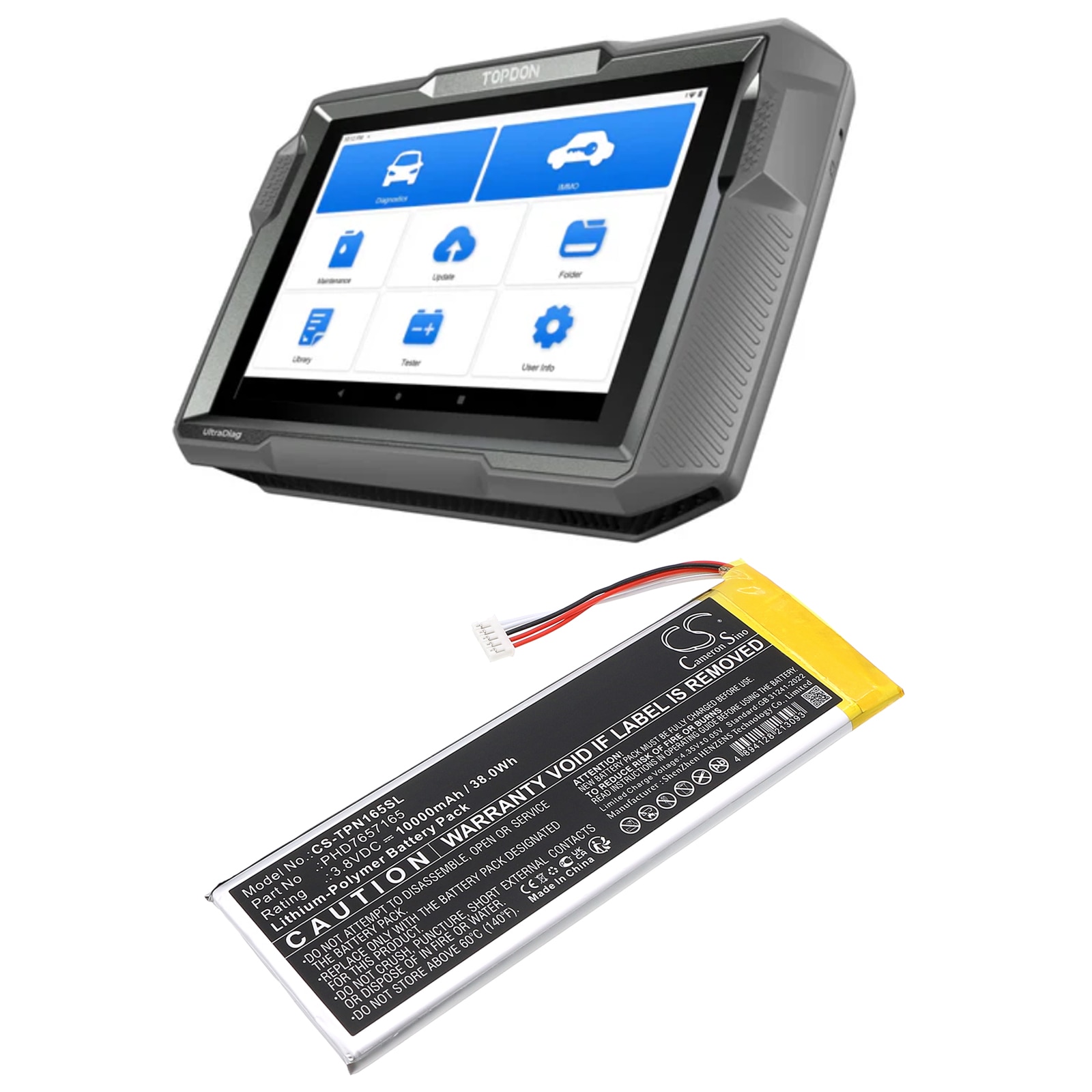 Batteri till Diagnostisk scanner för Topdon UltraDiag Diagnostic Scan Tool