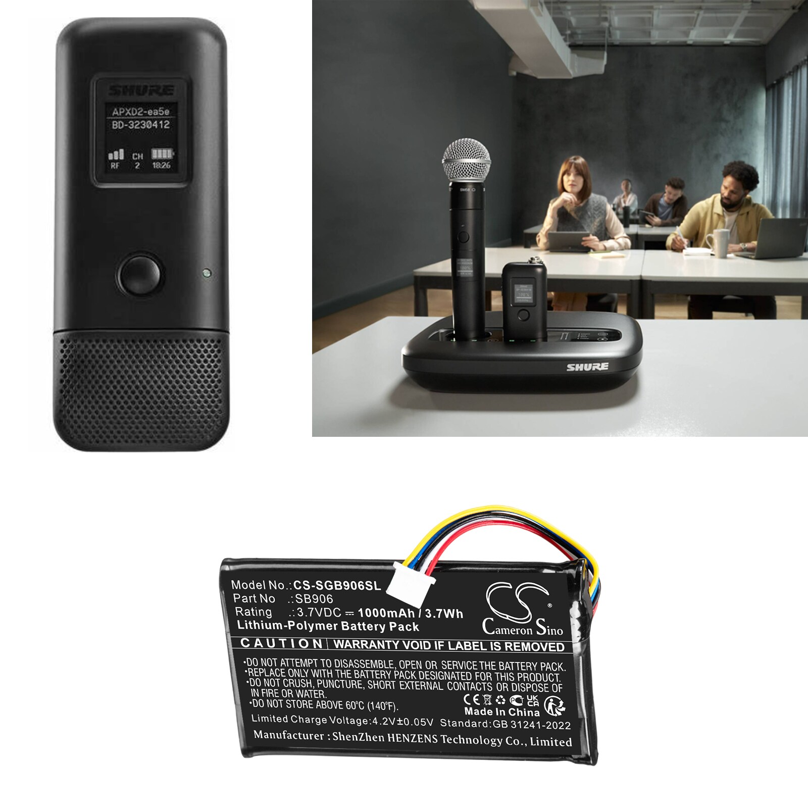 Batteri till Sändare & Mottagare för Shure MXW1X, MXW6X m.fl.