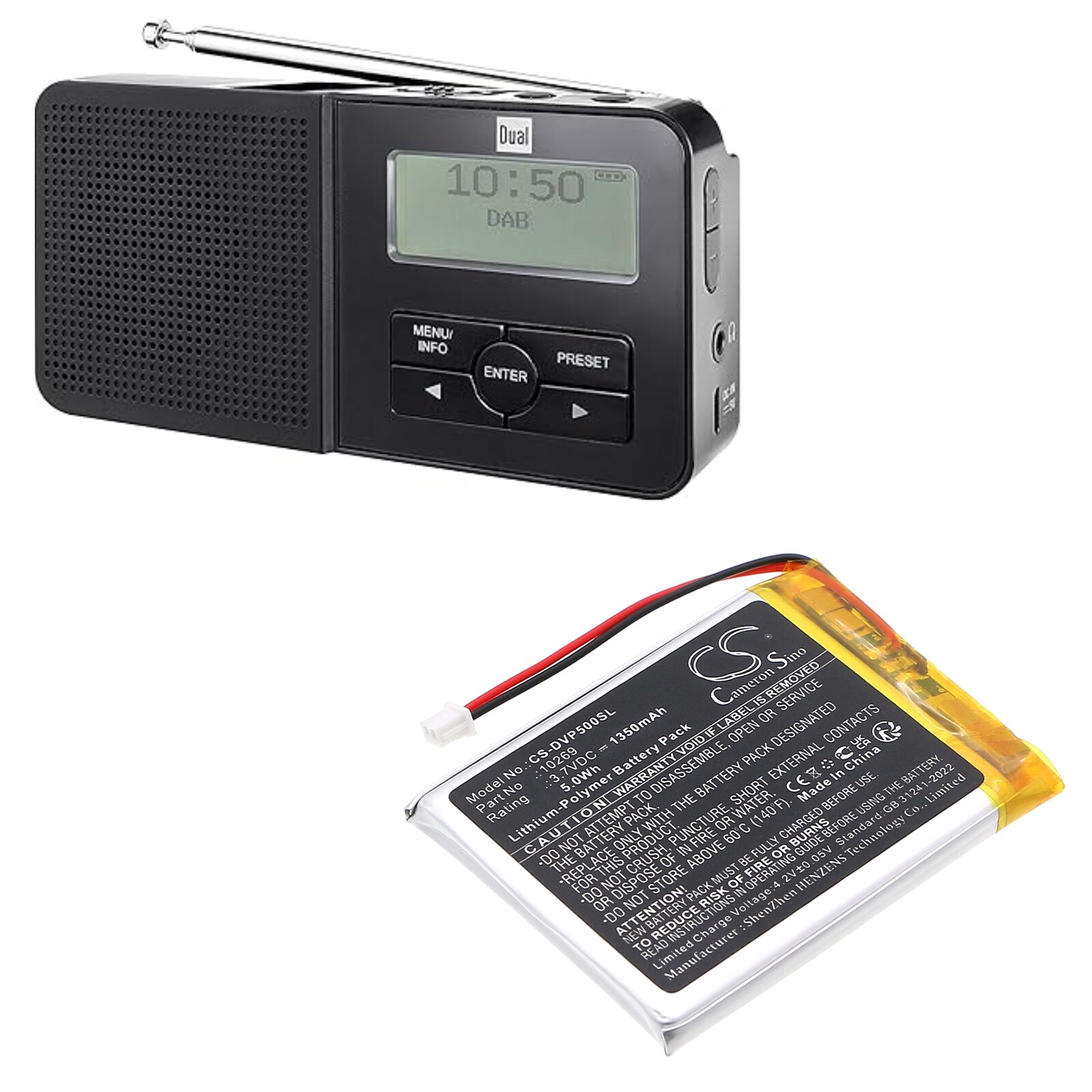 Batteri till DAB Digital för Dual DAB Pocket Radio 5
